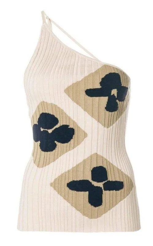 Rib Knit One Shoulder La Maille Caldu Top made by Jacquemus