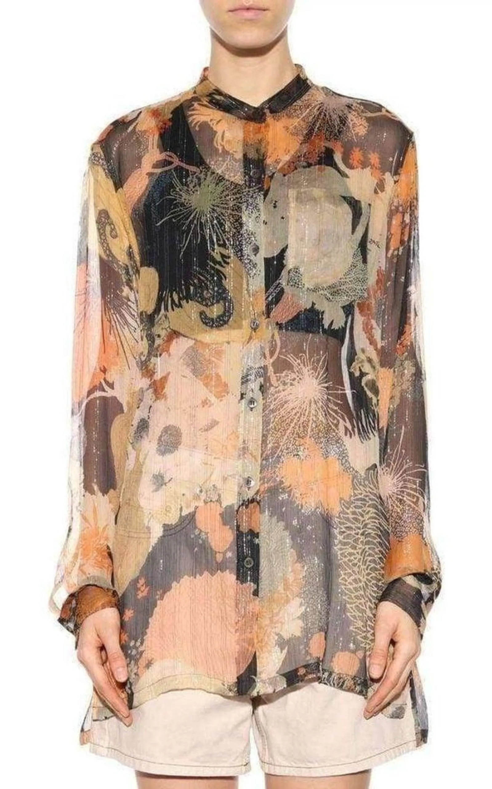 Floral Print Silk Chiffon Shirt sold by Runaway Catalog product image thumbnail 2