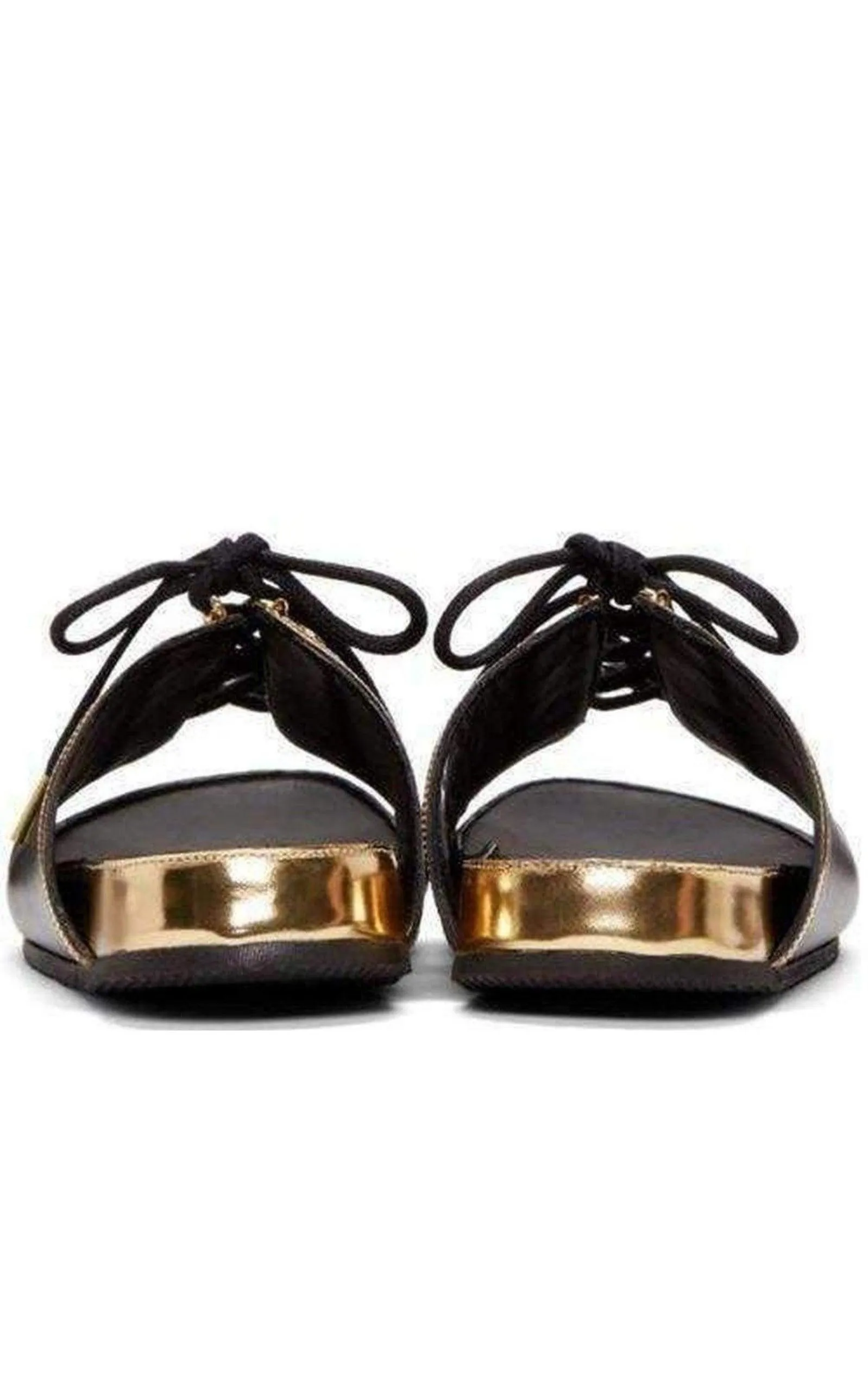 Black Gold Lace up Sliders Men Leather Sandals sold by Runaway Catalog product image thumbnail 4