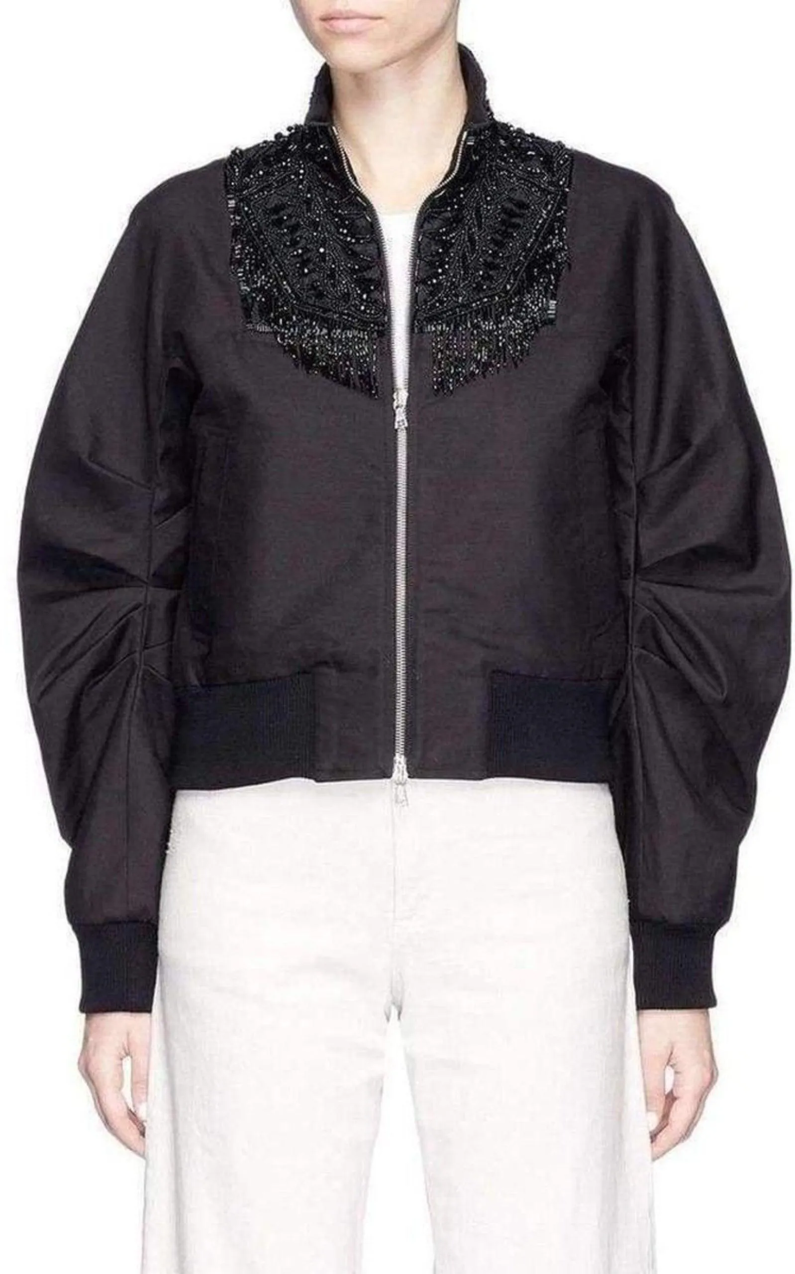 Beaded Collar Cotton Bomber Jacket sold by Runaway Catalog product image thumbnail 3