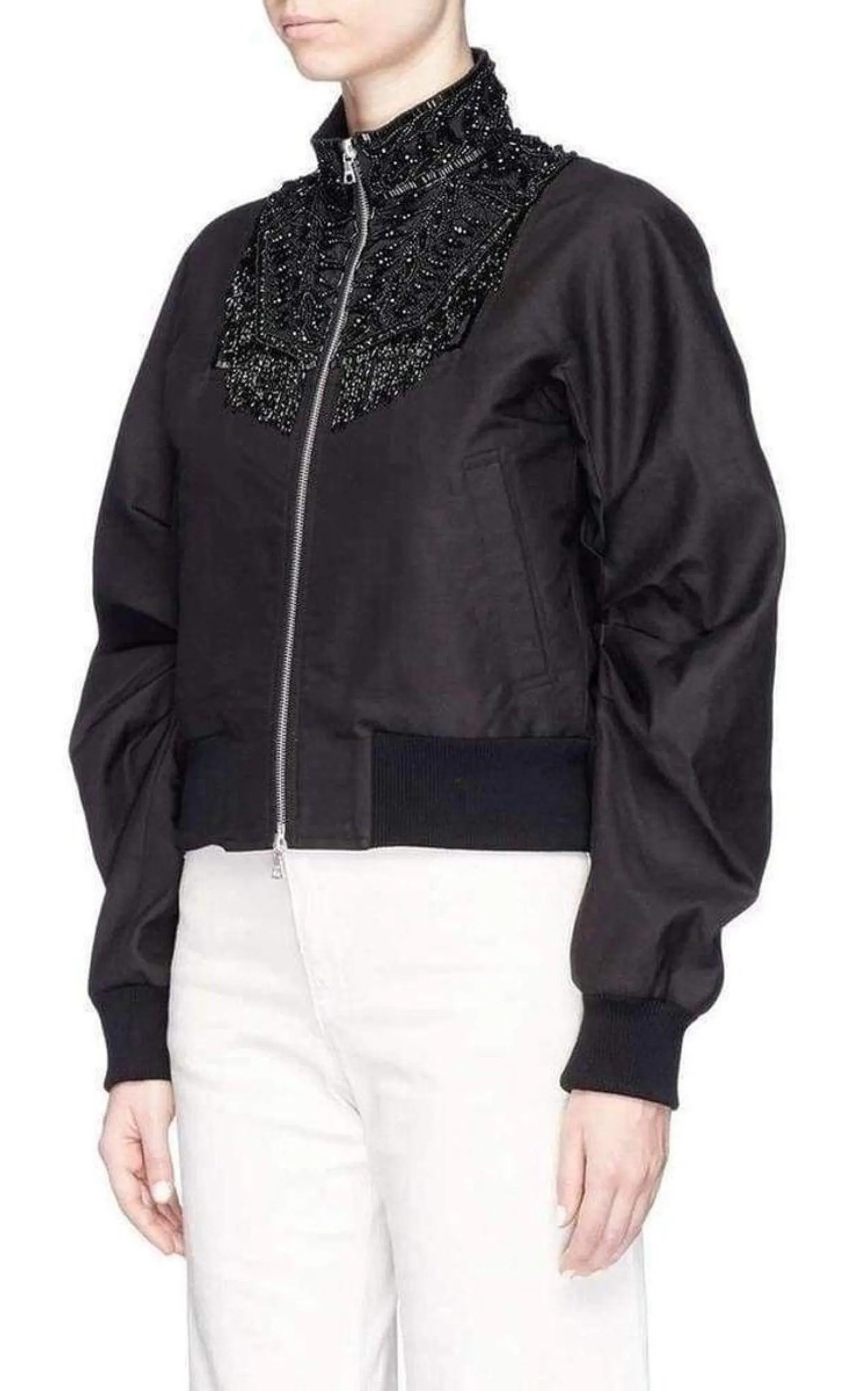 Beaded Collar Cotton Bomber Jacket sold by Runaway Catalog product image thumbnail 5