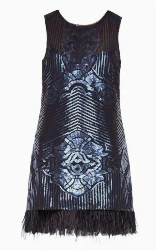 Caterina Sequin Feather Dress sold by Runaway Catalog