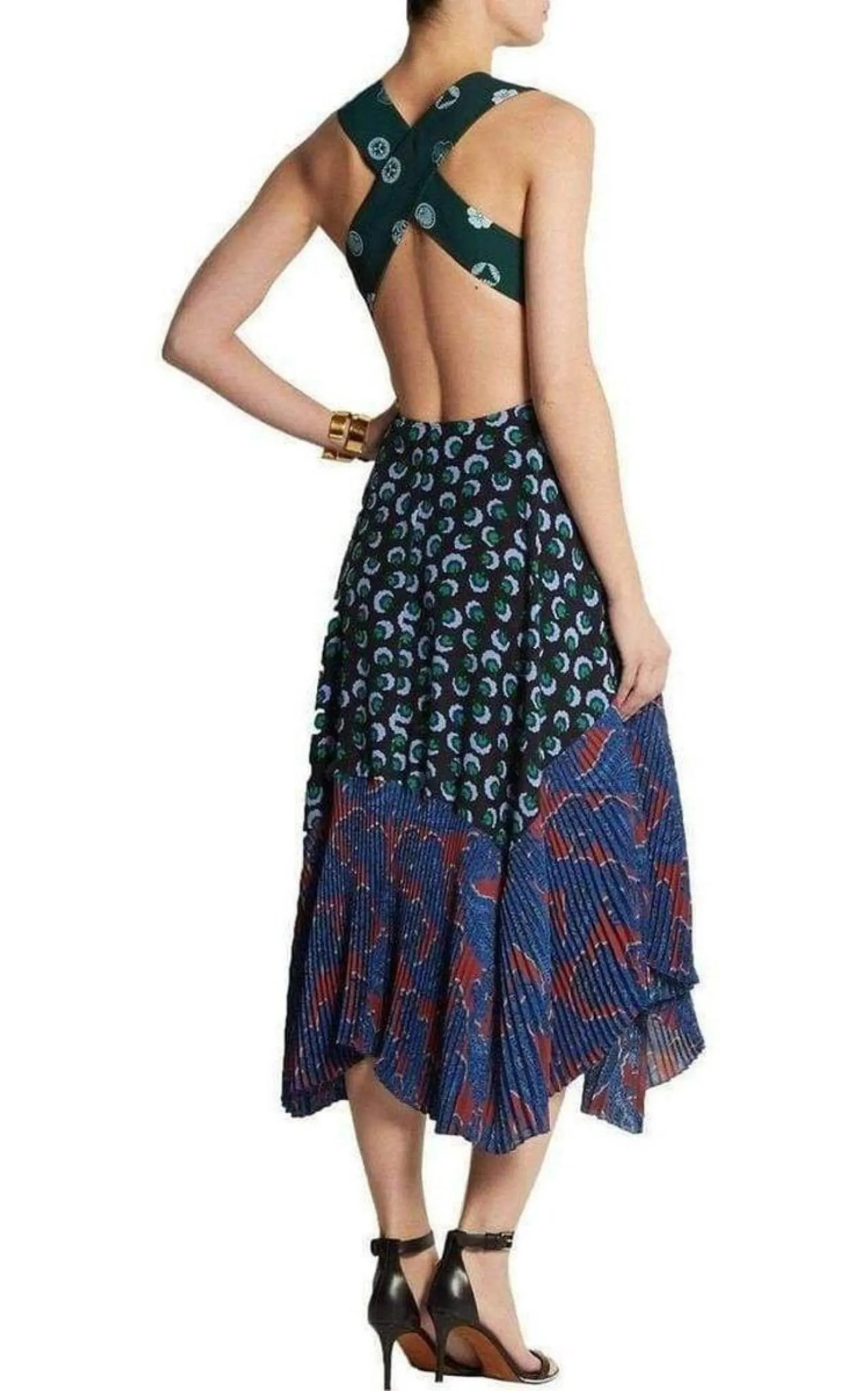 Caroline asymmetric printed silk and crepe dress sold by Runaway Catalog product image thumbnail 4