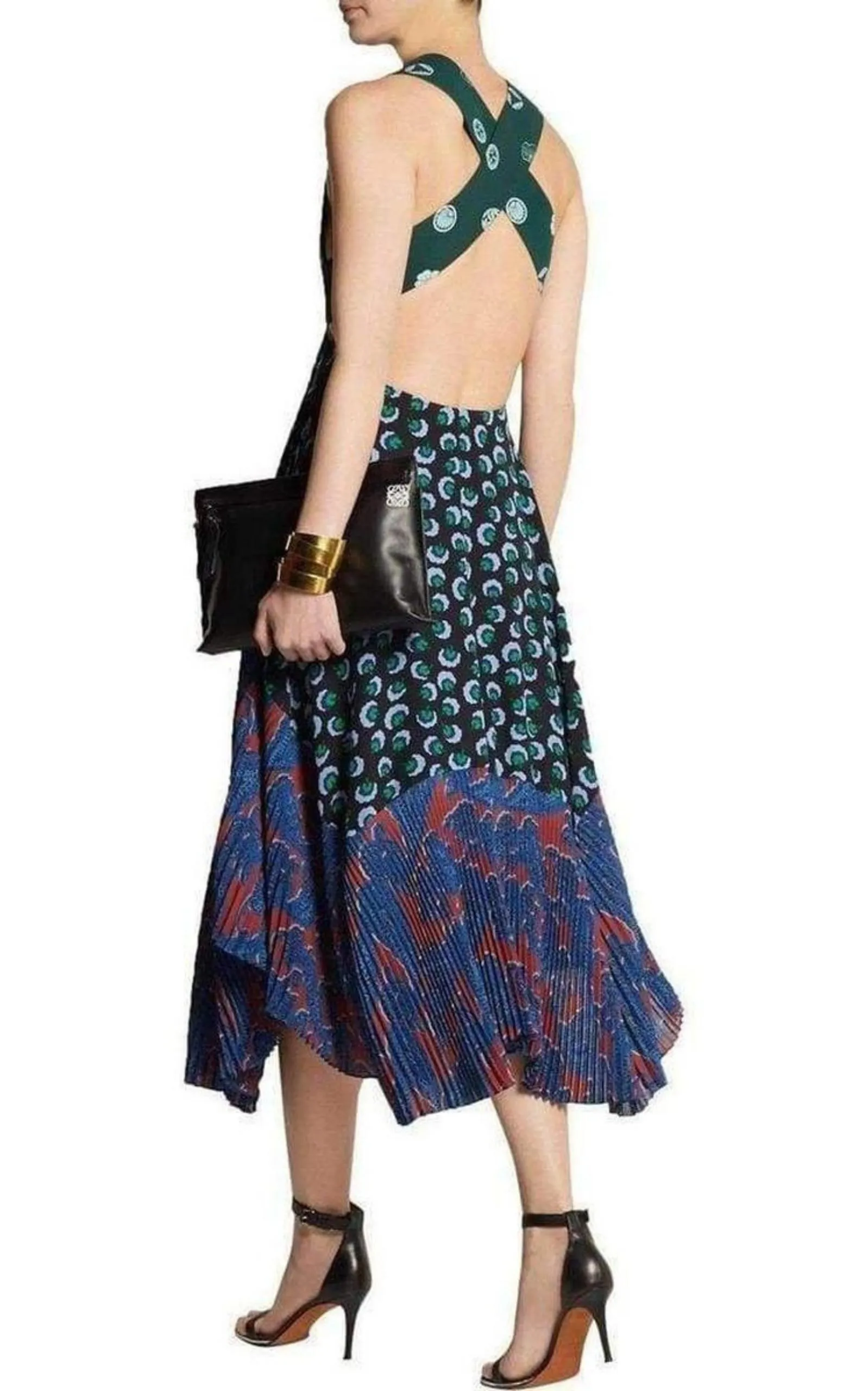 Caroline asymmetric printed silk and crepe dress sold by Runaway Catalog product image thumbnail 5