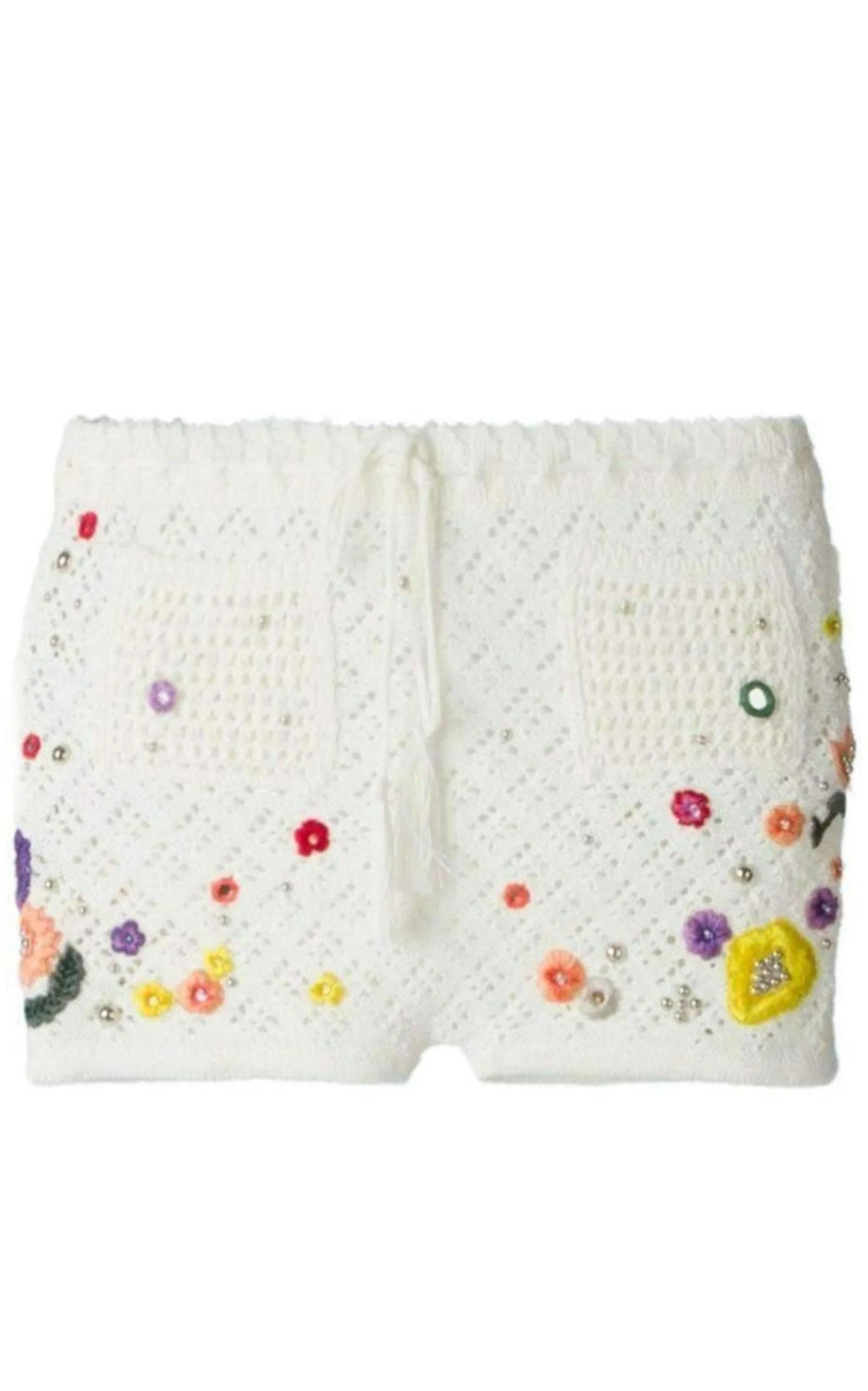 Poppy Rocks Embellished Crochet Shorts sold by Runaway Catalog