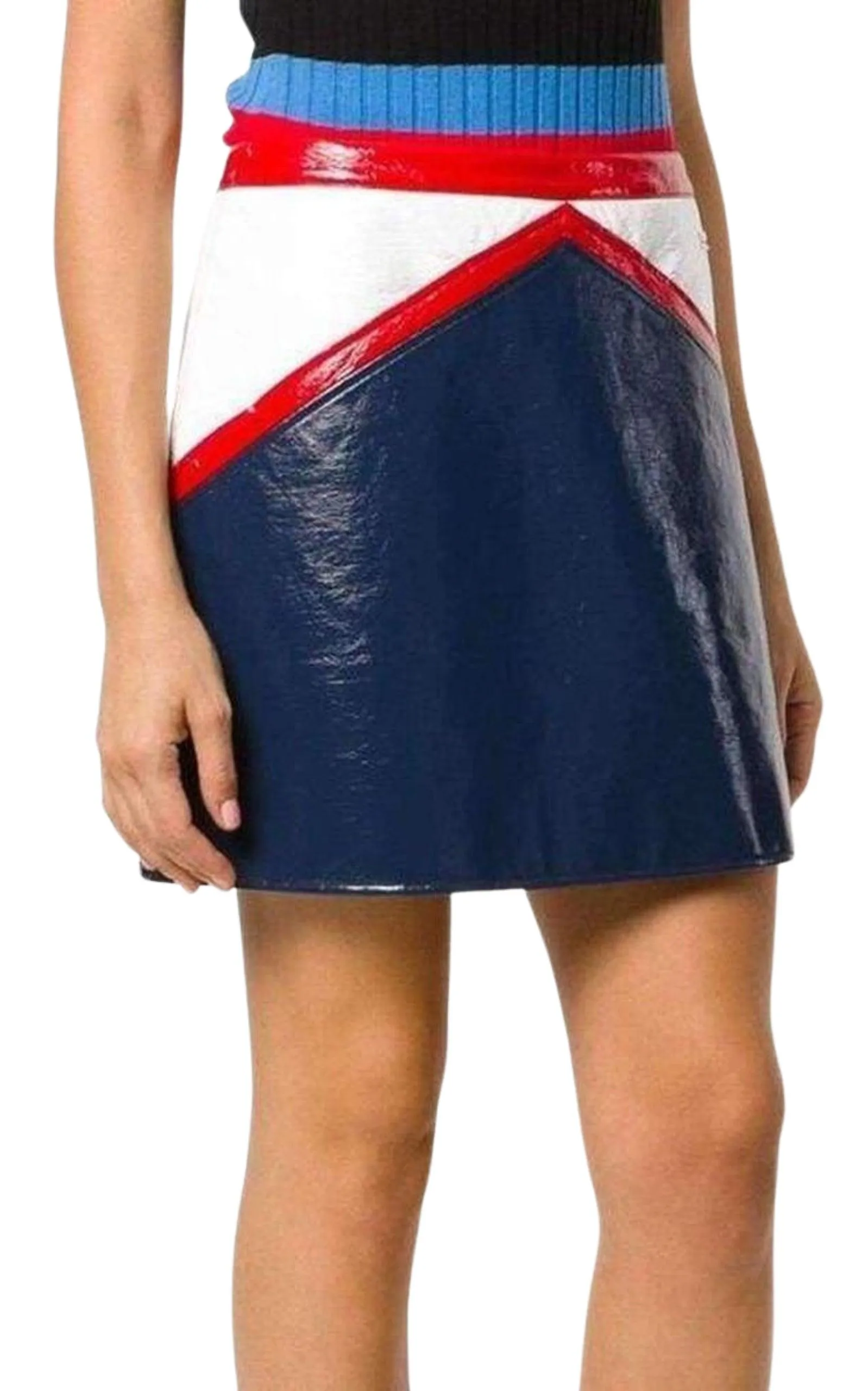 Blue and White Vinyl Mini Skirt sold by Runaway Catalog product image thumbnail 2