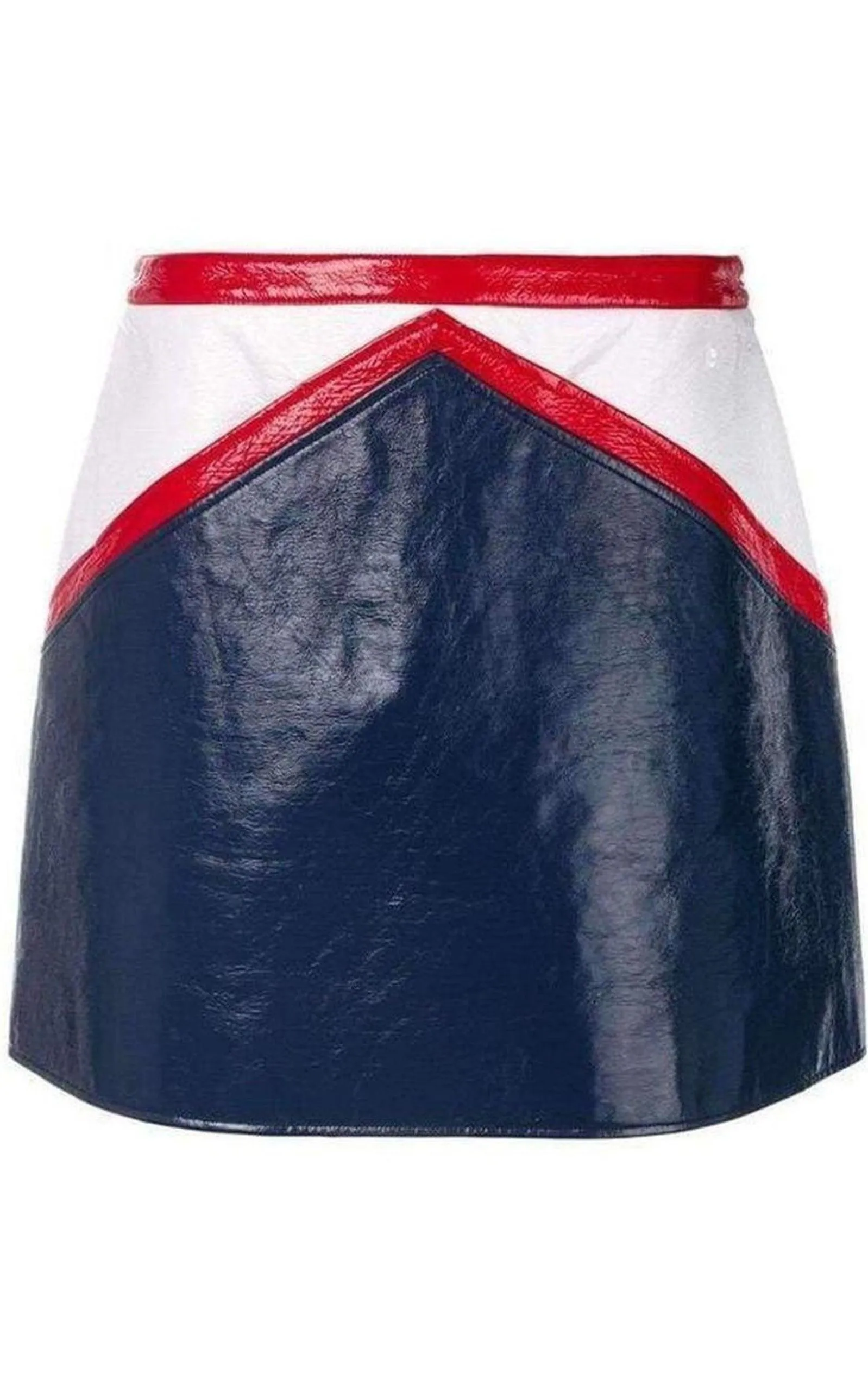 Blue and White Vinyl Mini Skirt sold by Runaway Catalog