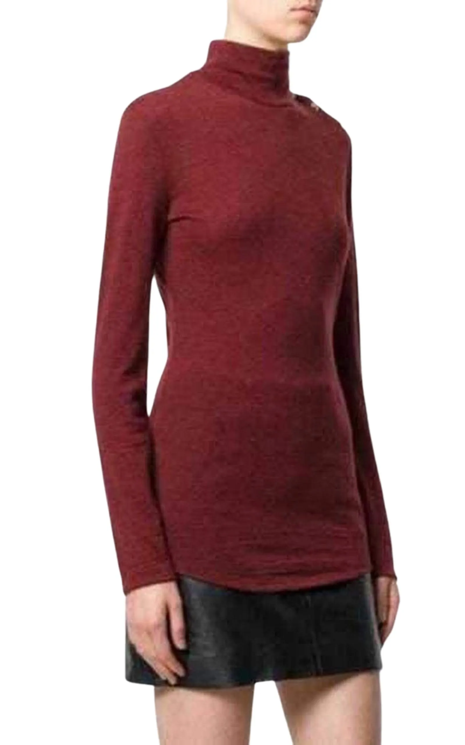 Burgundy Wool Knit Turtleneck Sweater sold by Runaway Catalog product image thumbnail 2