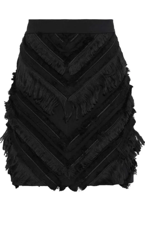 Black Chevron Fringed Mini Skirt sold by Runaway Catalog