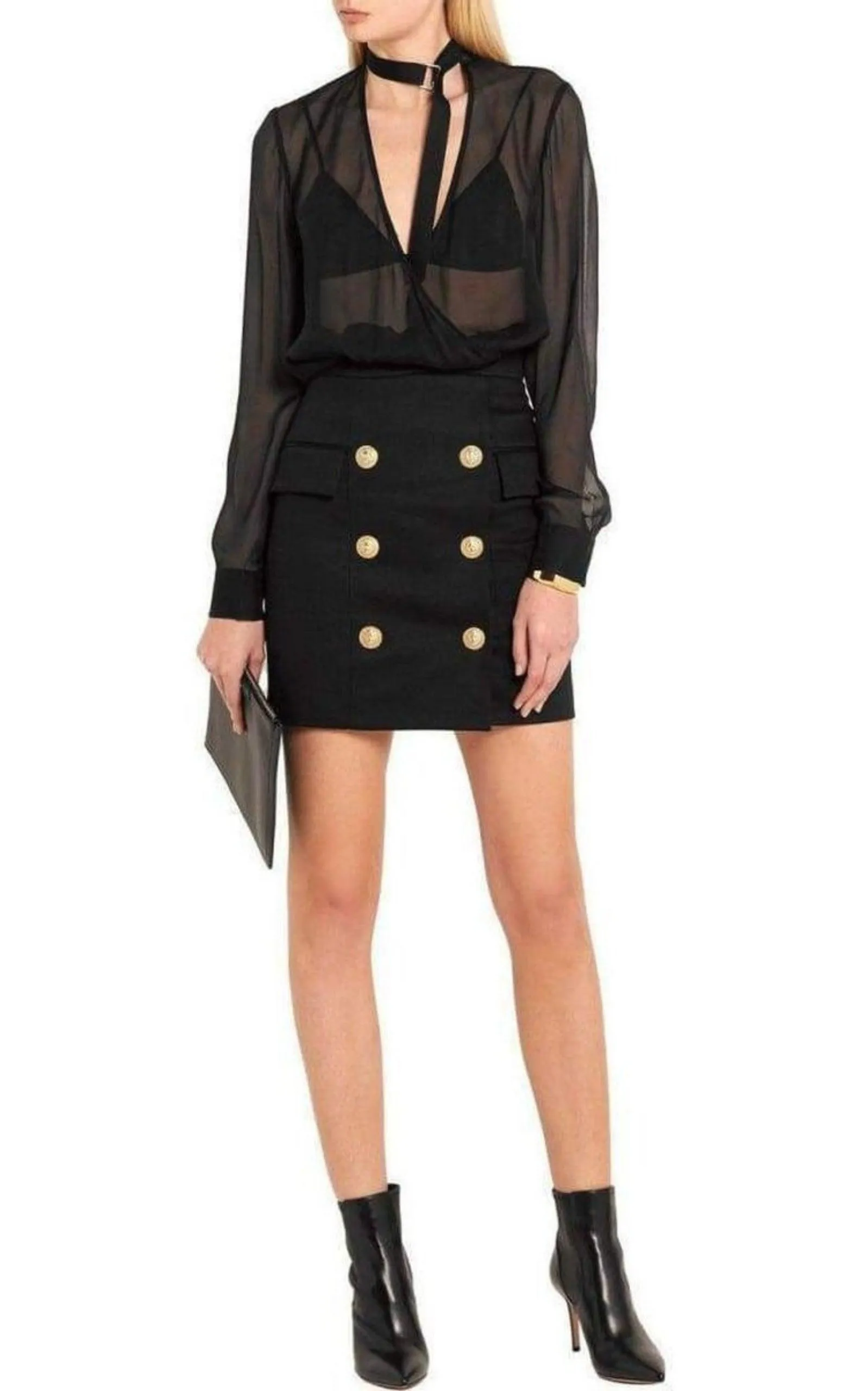 Black Buttoned Mini Skirt sold by Runaway Catalog product image thumbnail 2