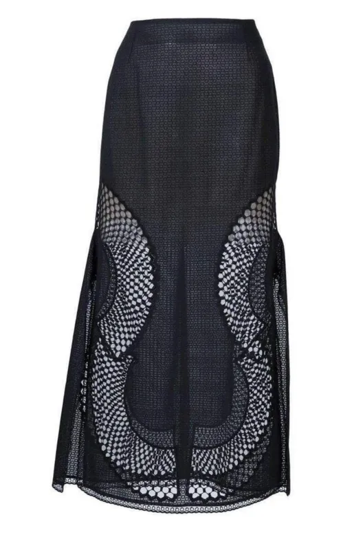 Perforated A-Line Black Skirt sold by Runaway Catalog