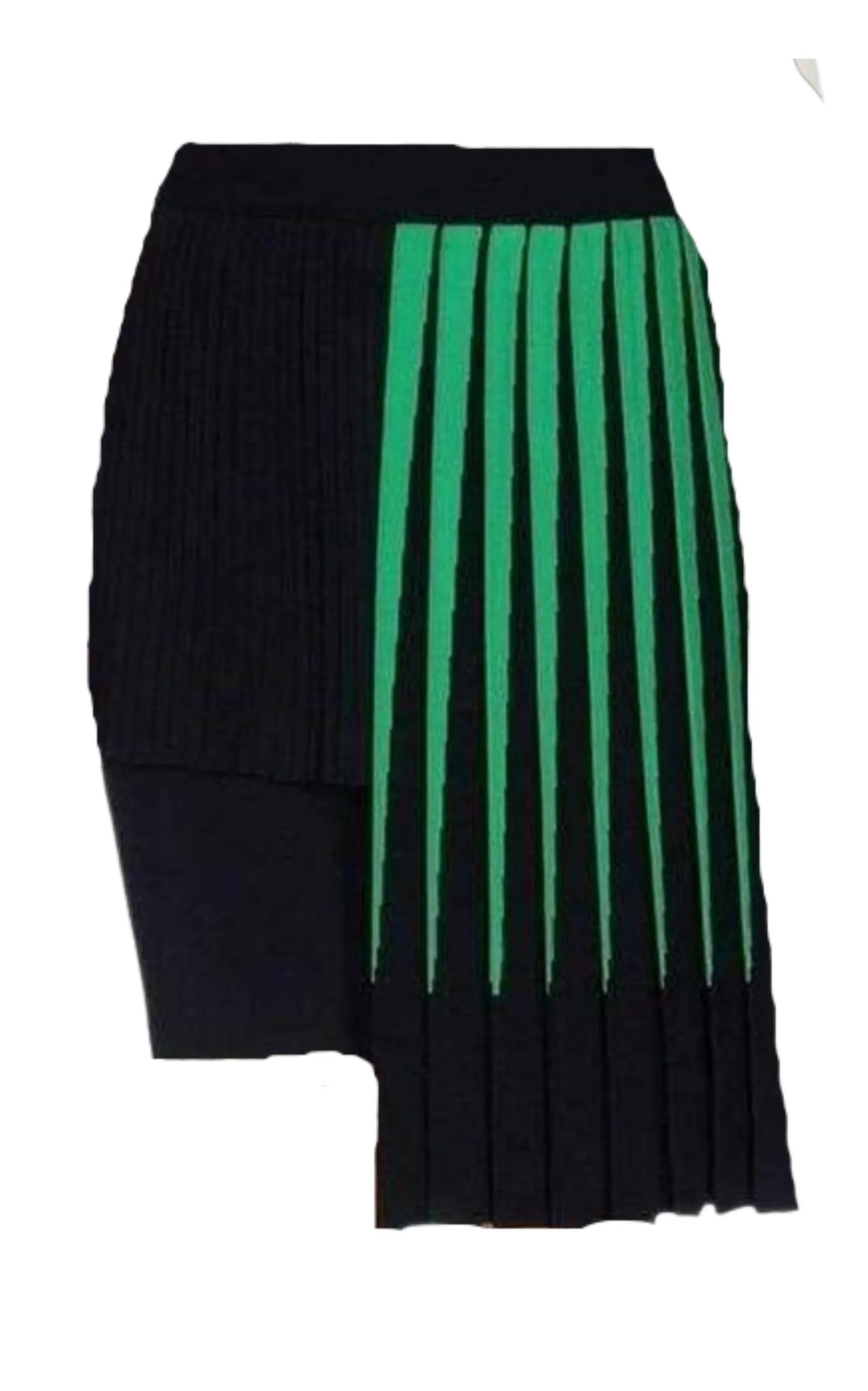 Green Pleated Asymmetrical Skirt sold by Runaway Catalog
