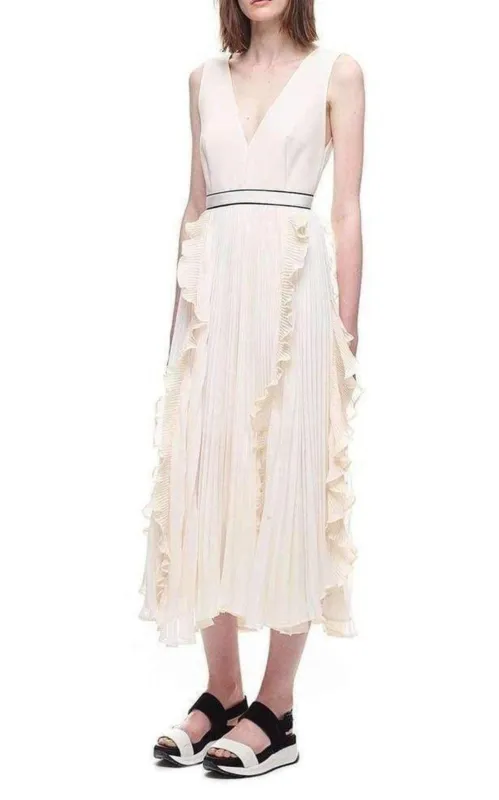 V-Neck Dress with Fluted Pleats sold by Runaway Catalog