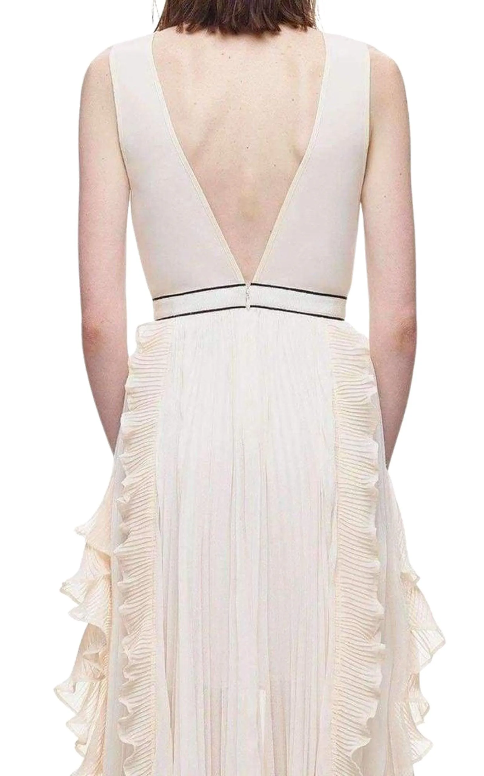 V-Neck Dress with Fluted Pleats sold by Runaway Catalog product image thumbnail 4