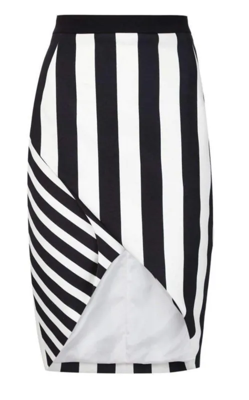 Striped Stretch Crepe Skirt made by Mugler