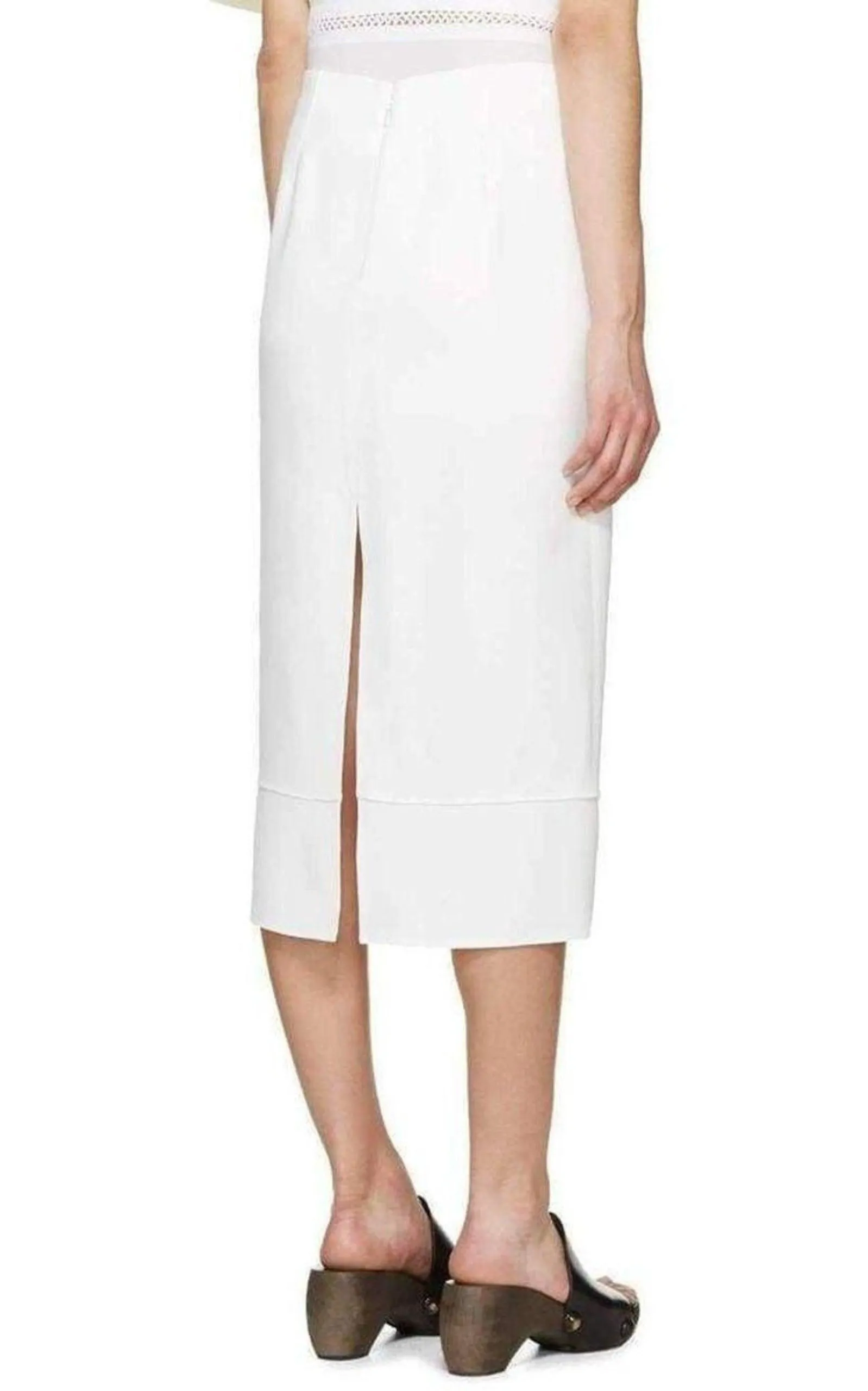 White Crepe Slit Knee Length Skirt sold by Runaway Catalog product image thumbnail 3