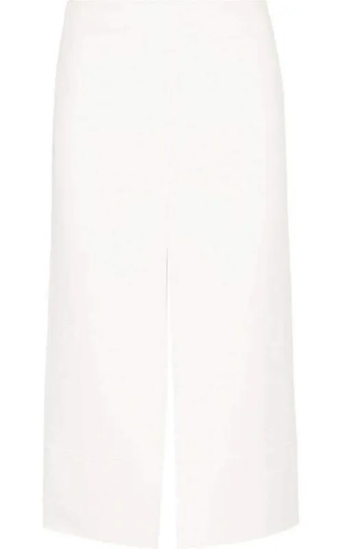 White Crepe Slit Knee Length Skirt sold by Runaway Catalog