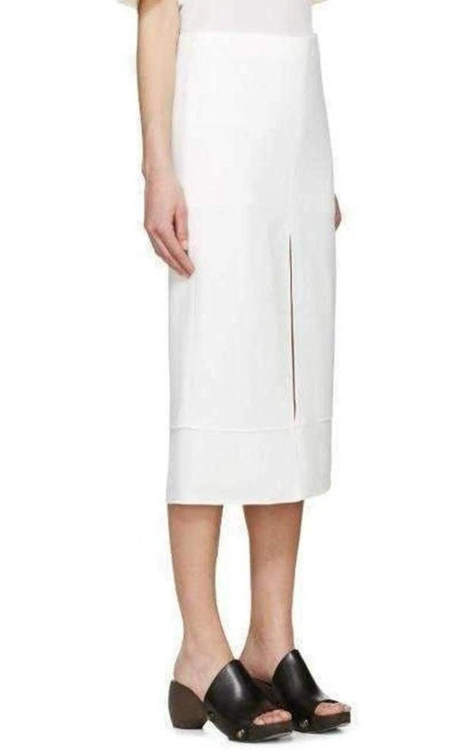 White Crepe Slit Knee Length Skirt sold by Runaway Catalog product image thumbnail 2