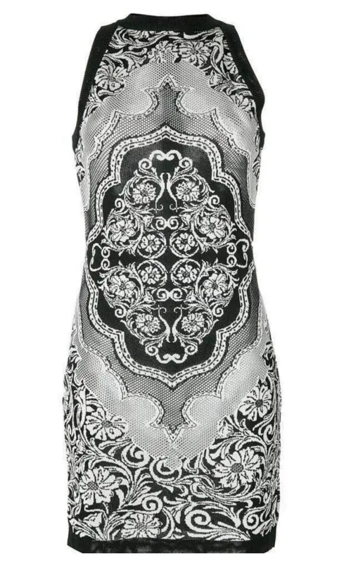Jacquard Lace Print Mini Dress made by Balmain