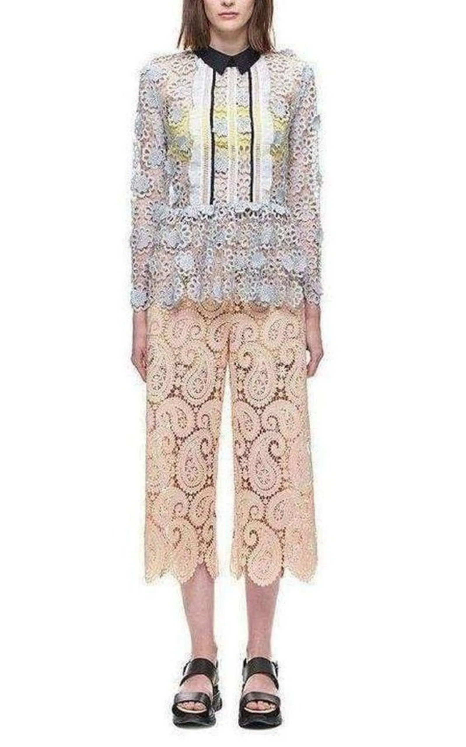 Ice Grey 3D Floral Guipure Lace Shirt sold by Runaway Catalog product image thumbnail 2