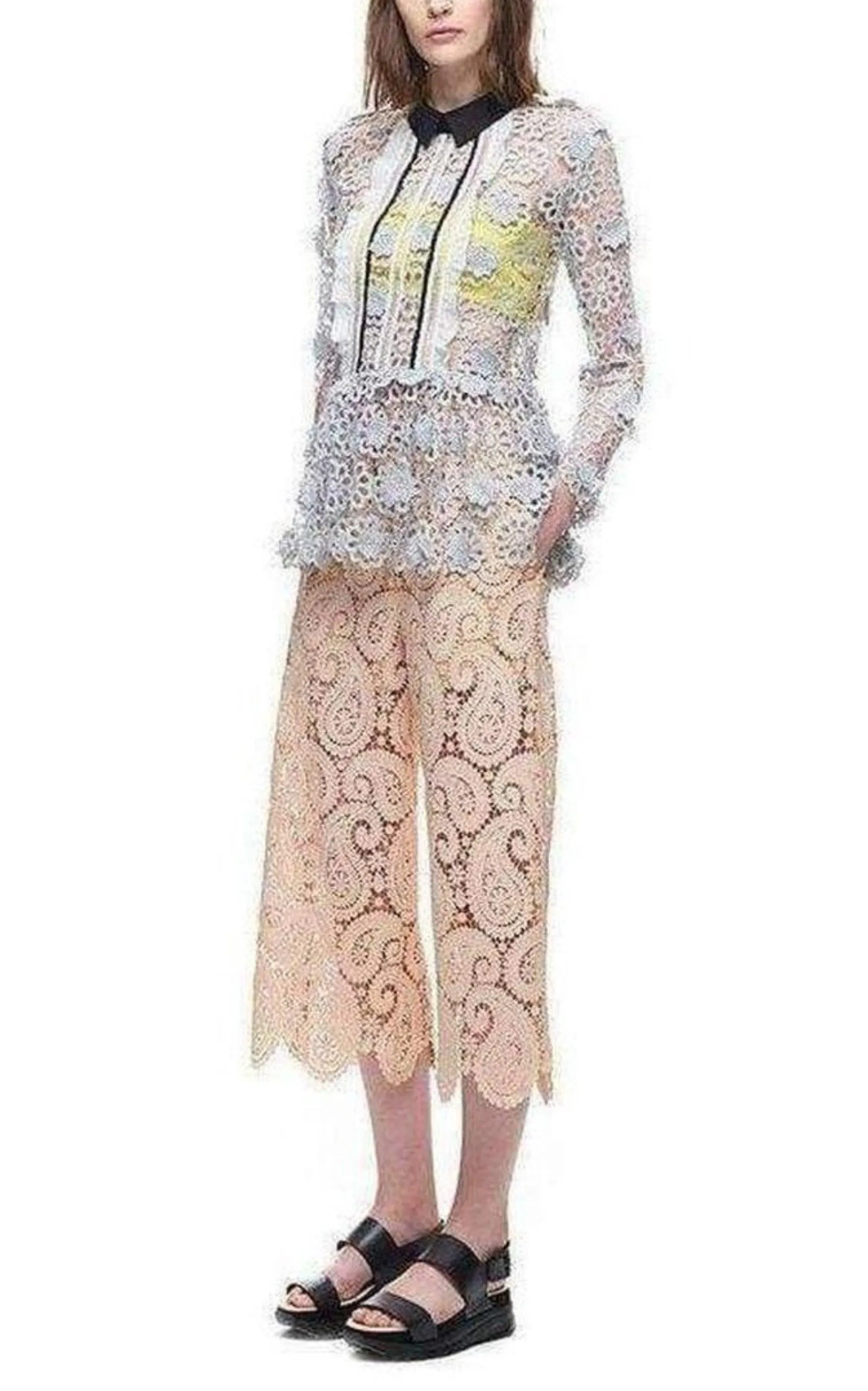 Ice Grey 3D Floral Guipure Lace Shirt sold by Runaway Catalog product image thumbnail 4