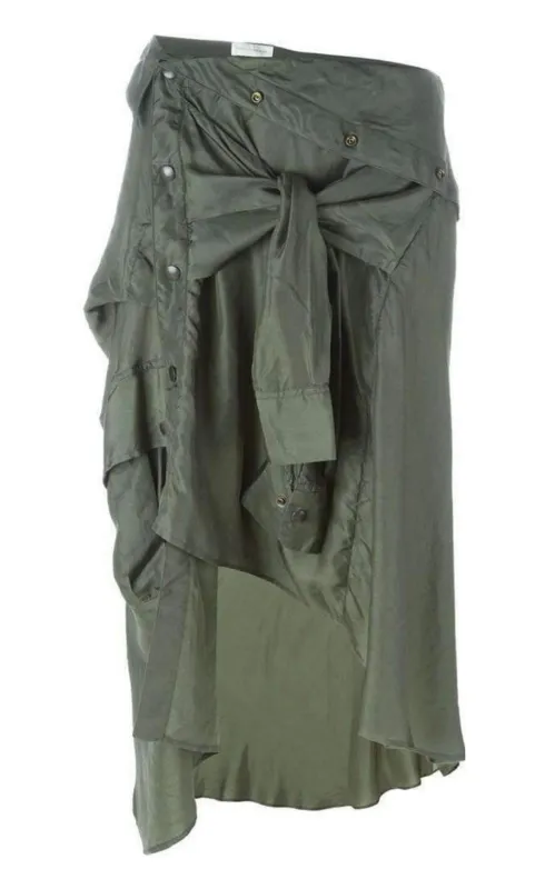 Shirt Style Asymmetric Silk Skirt sold by Runaway Catalog