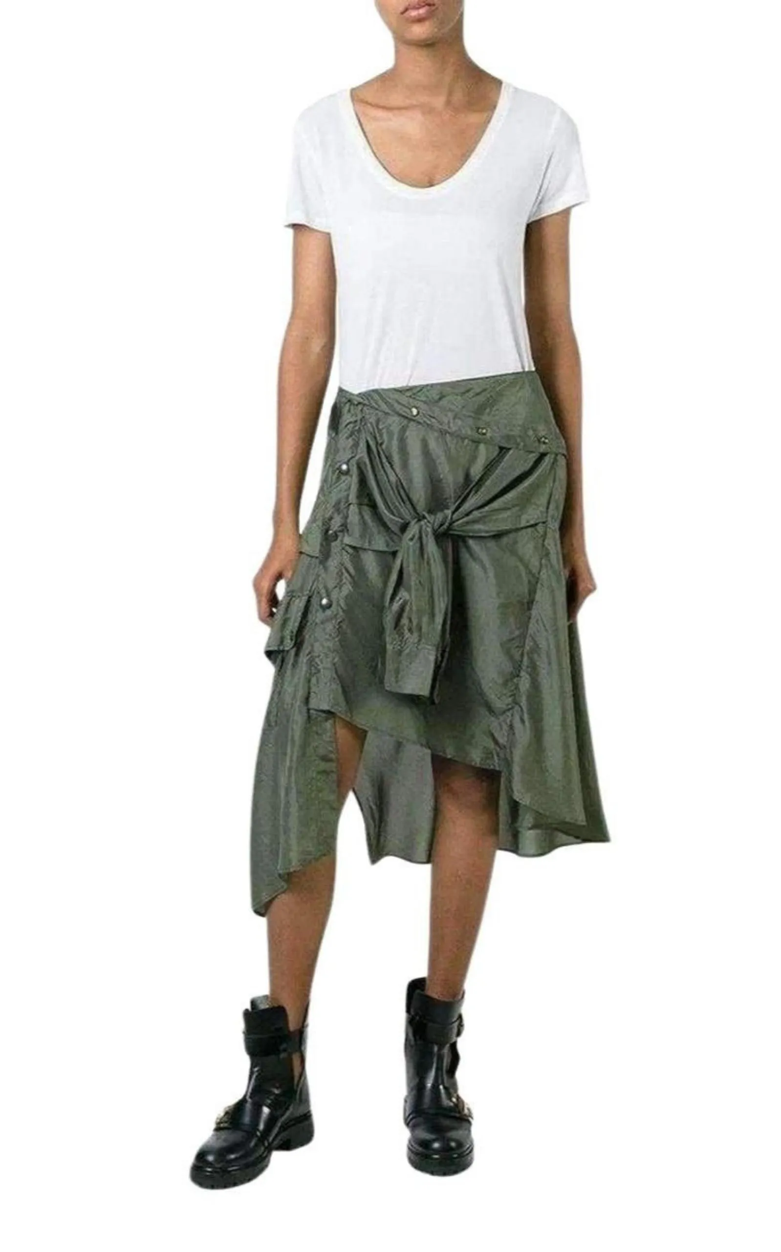 Shirt Style Asymmetric Silk Skirt sold by Runaway Catalog product image thumbnail 2