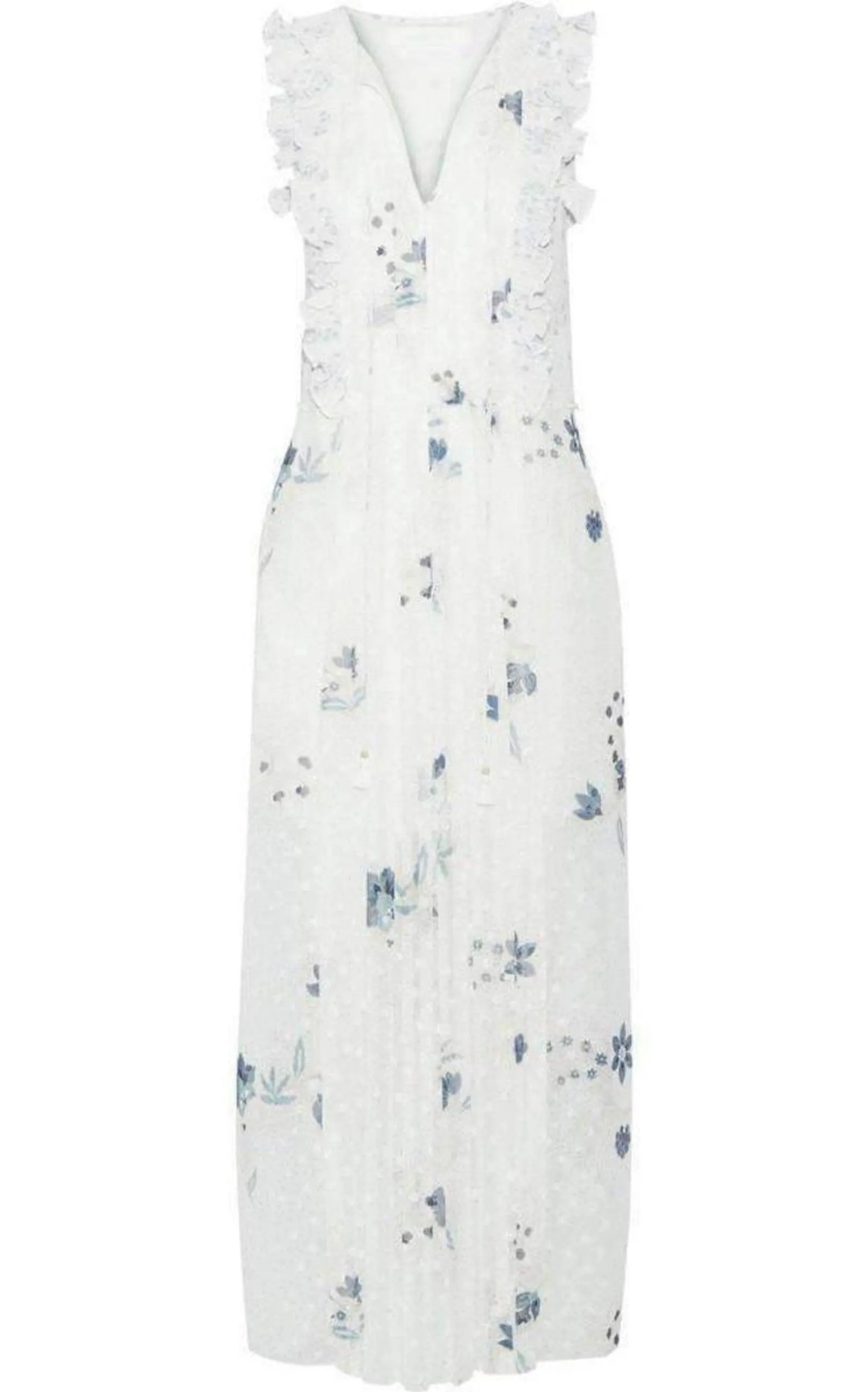 Ruffle Trimmed Printed Fil Coupe Maxi Dress sold by Runaway Catalog
