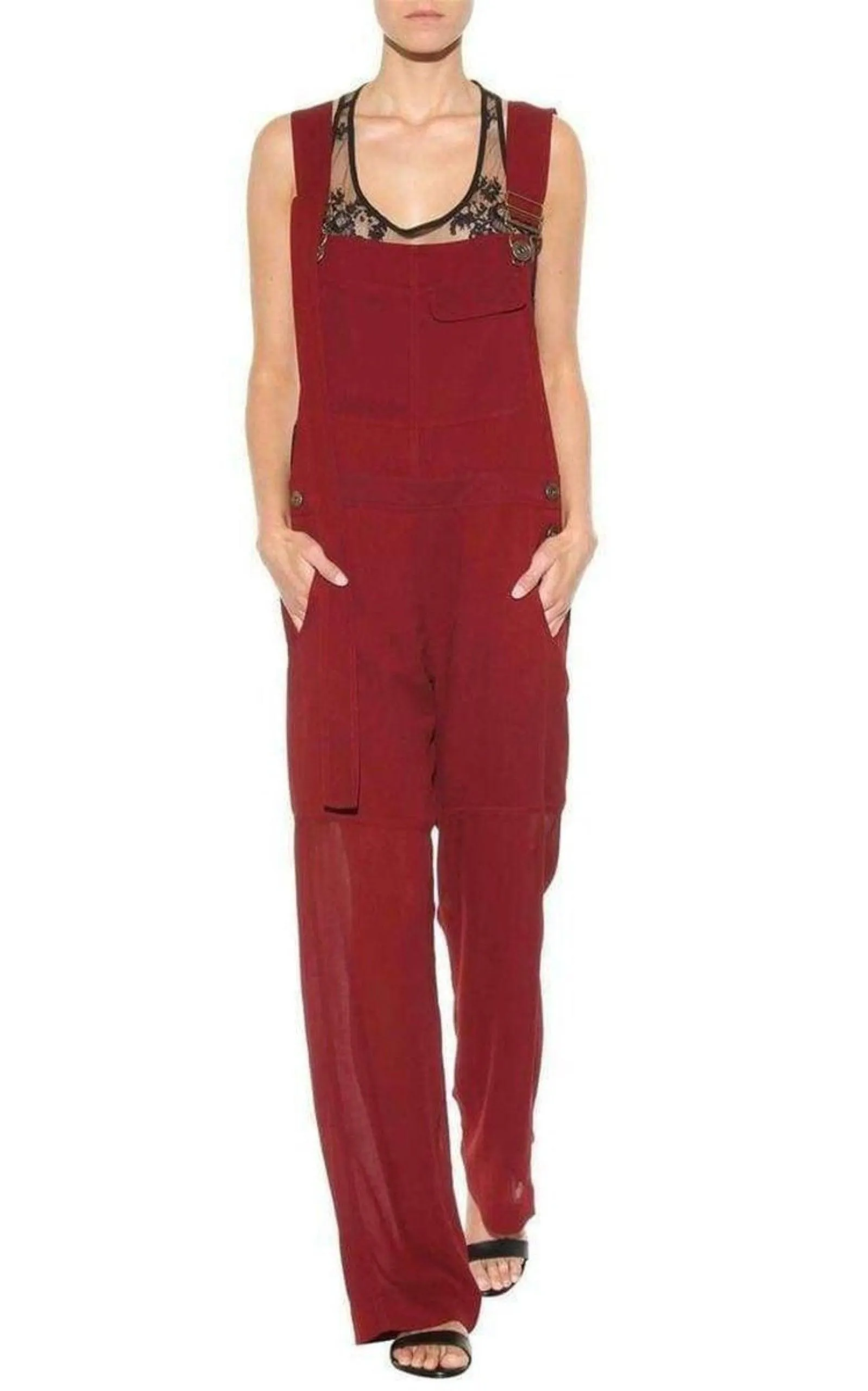 Burgundy Cheer Panel Jumpsuit sold by Runaway Catalog product image thumbnail 2