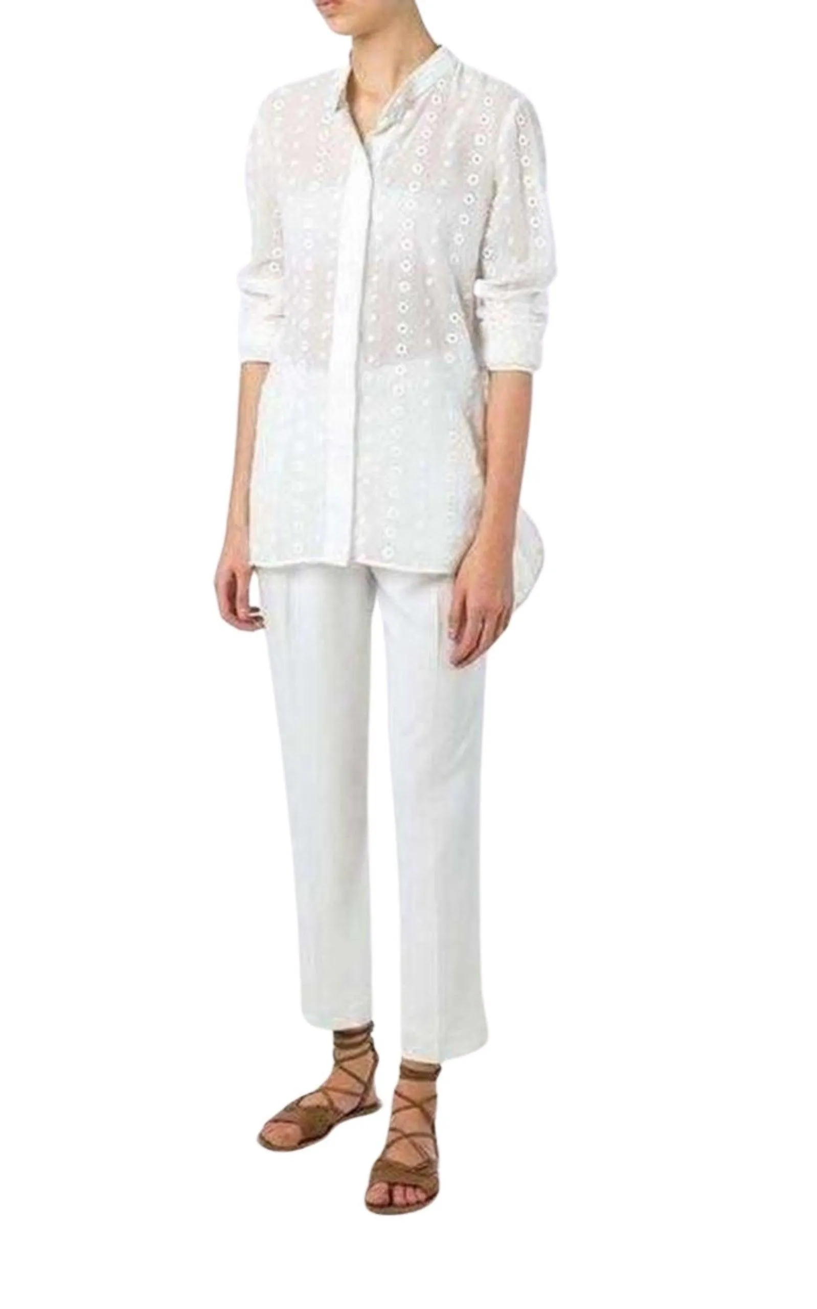 White Cotton Embroidered Shirt sold by Runaway Catalog product image thumbnail 2
