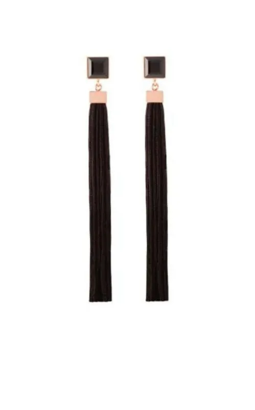 Fay Rose Gold Fringes Crystal Earrings made by Runaway Catalog
