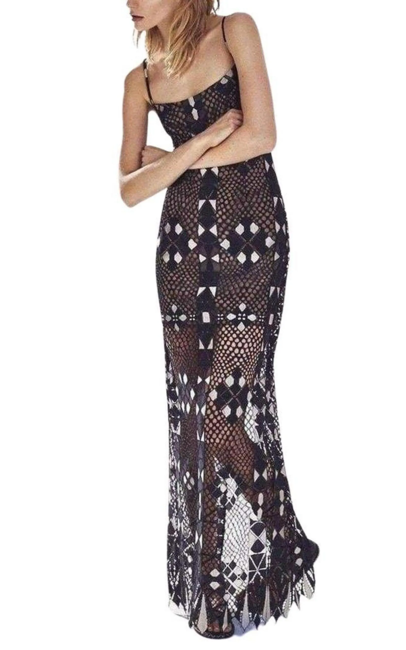 Geometric Lace Maxi Dress sold by Runaway Catalog product image thumbnail 4