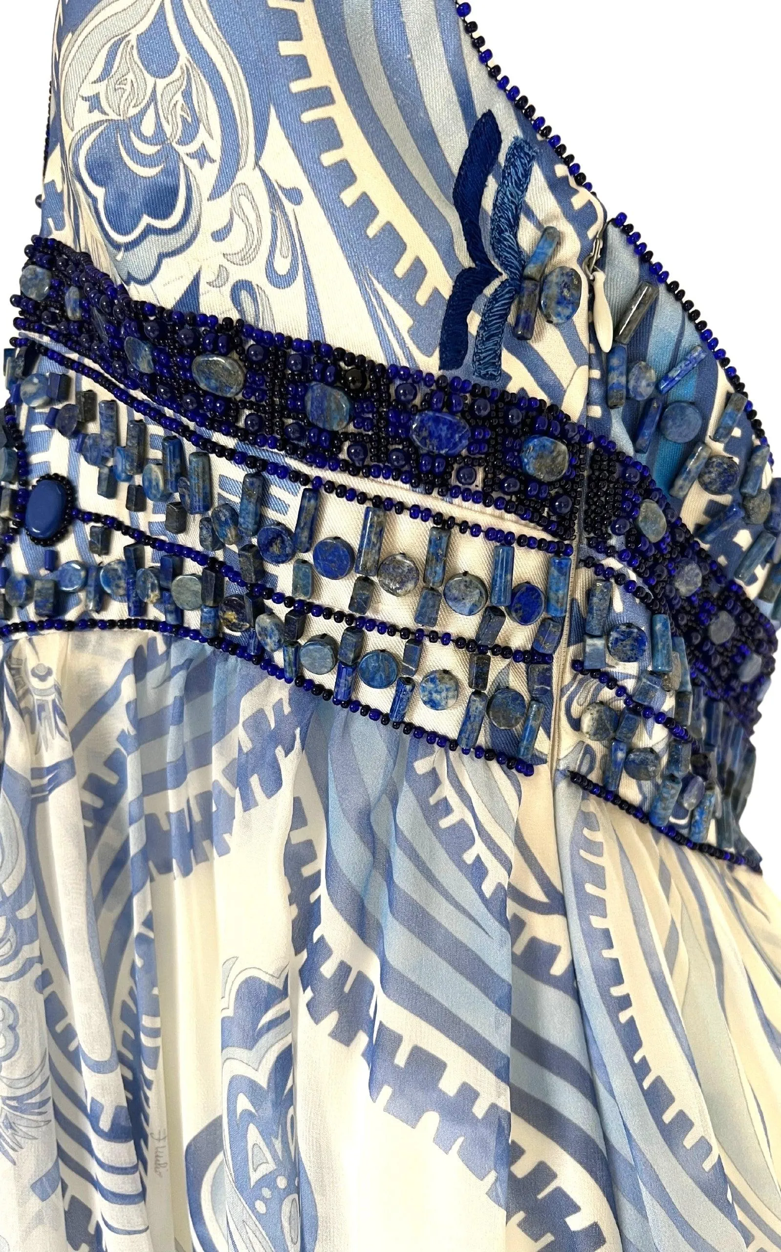 Greek Bleach Lazurite Silk Halter Gown Dress sold by Runaway Catalog product image thumbnail 5