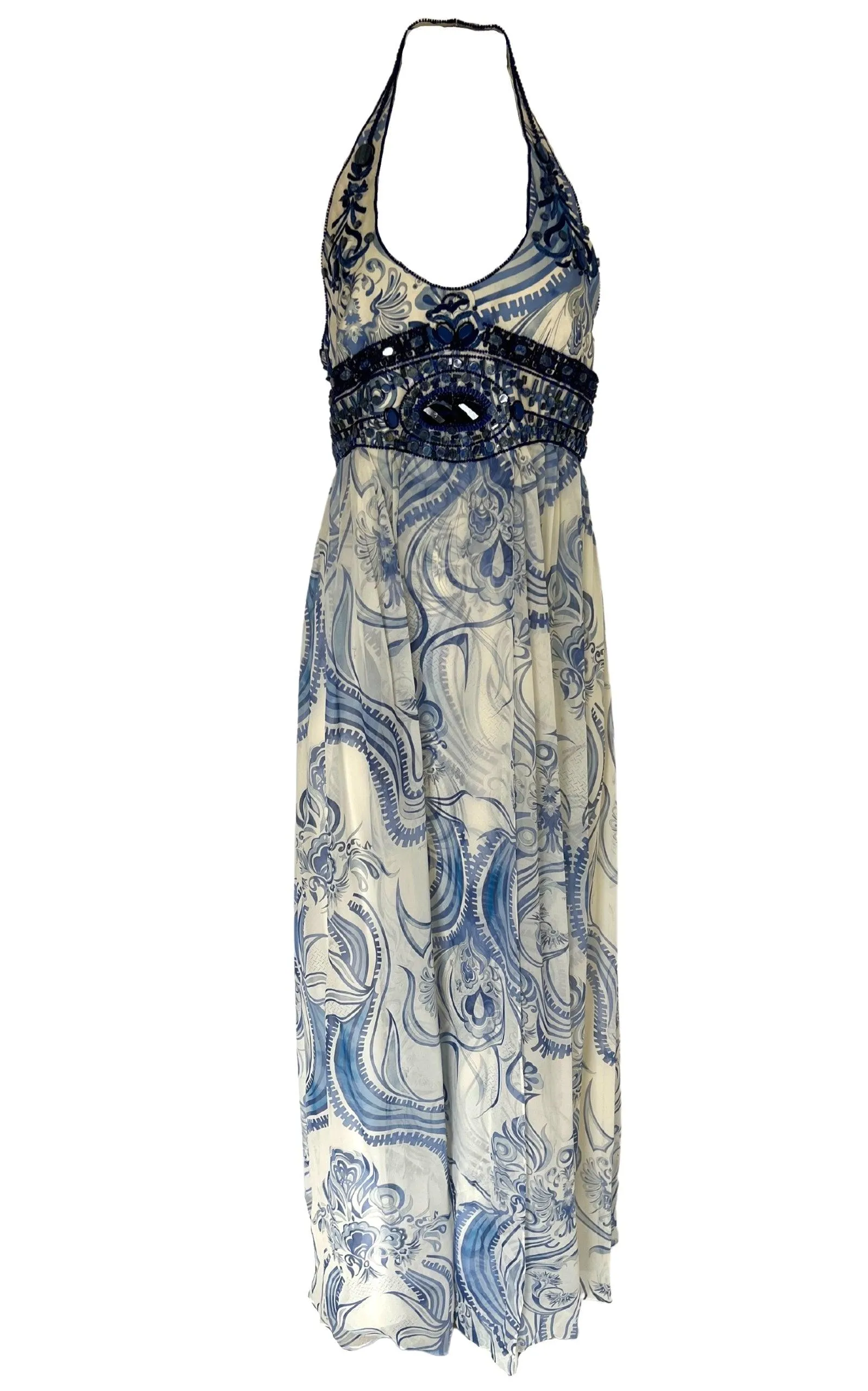 Greek Bleach Lazurite Silk Halter Gown Dress sold by Runaway Catalog