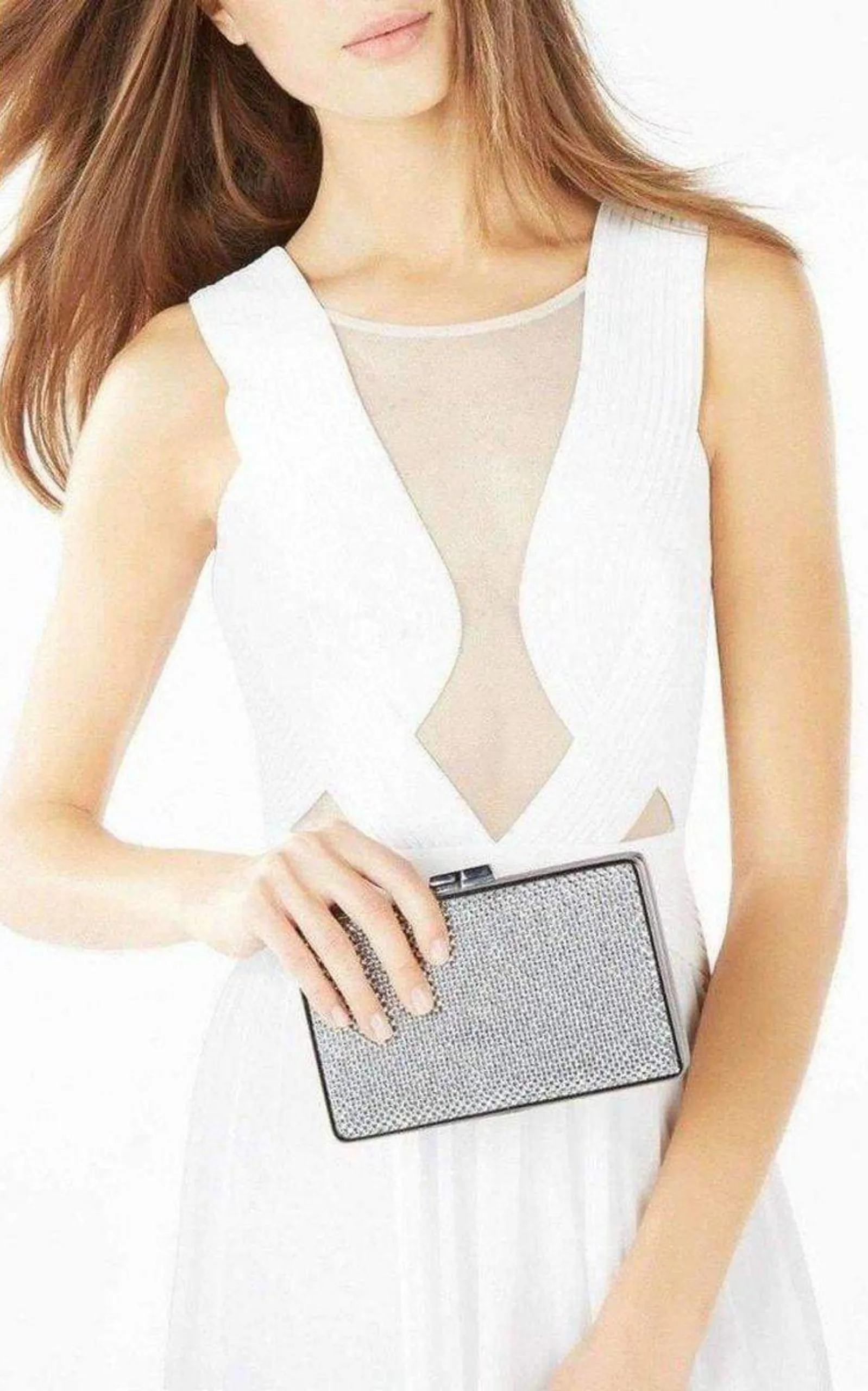Sonia Silver Crystal Mesh Satin Frame Clutch sold by Runaway Catalog product image thumbnail 2