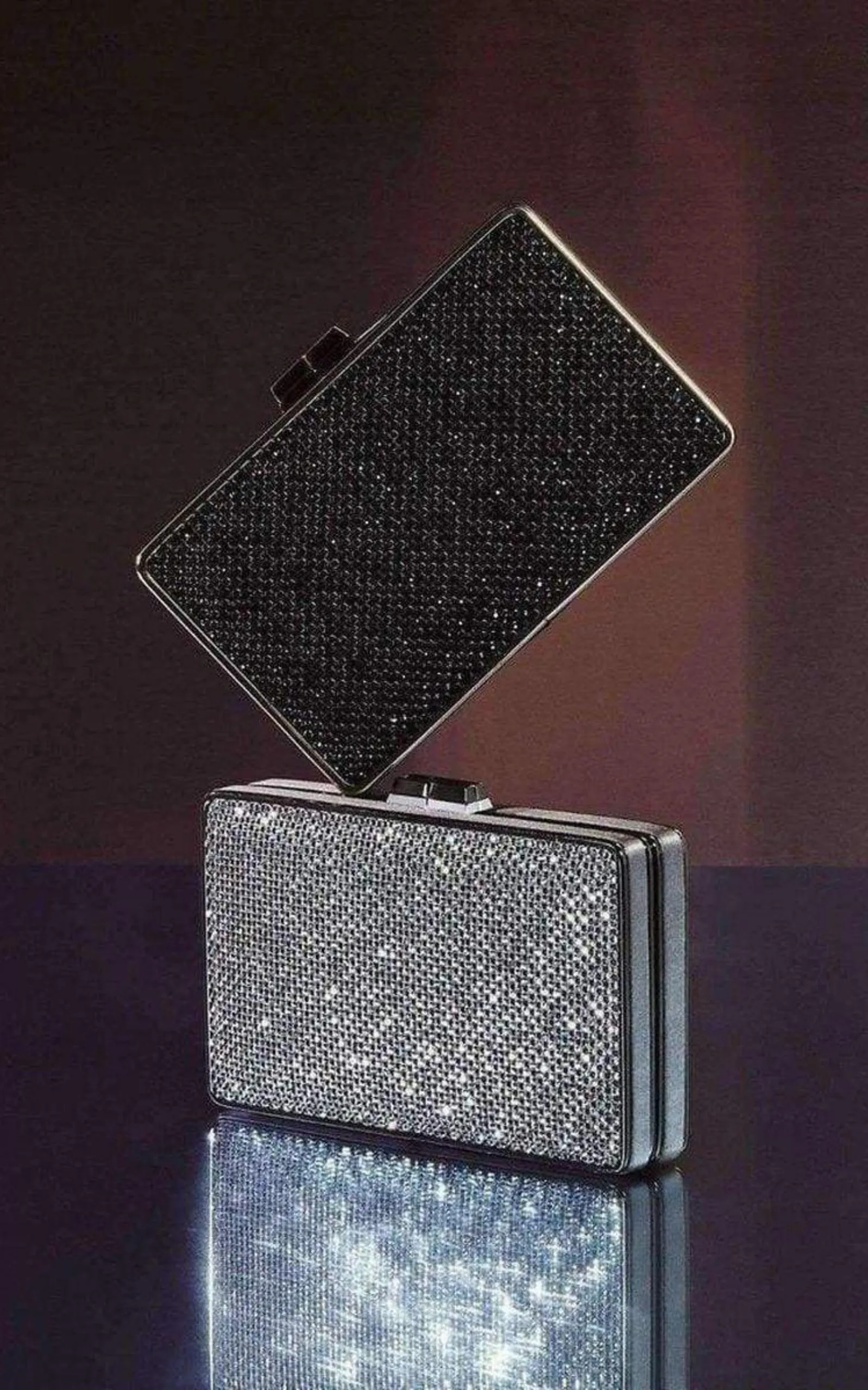 Sonia Black Crystal Mesh Satin Frame Clutch sold by Runaway Catalog product image thumbnail 4
