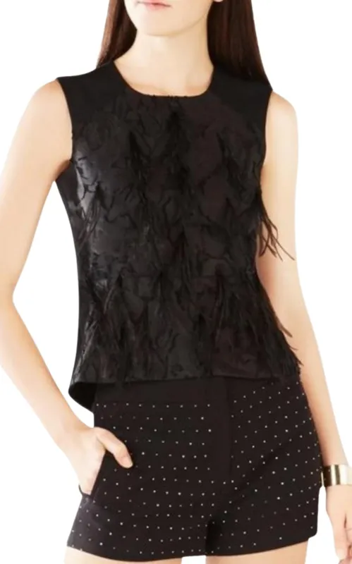 Feathered Burnout Floral Jacquard Top made by BCBGMaxAzria