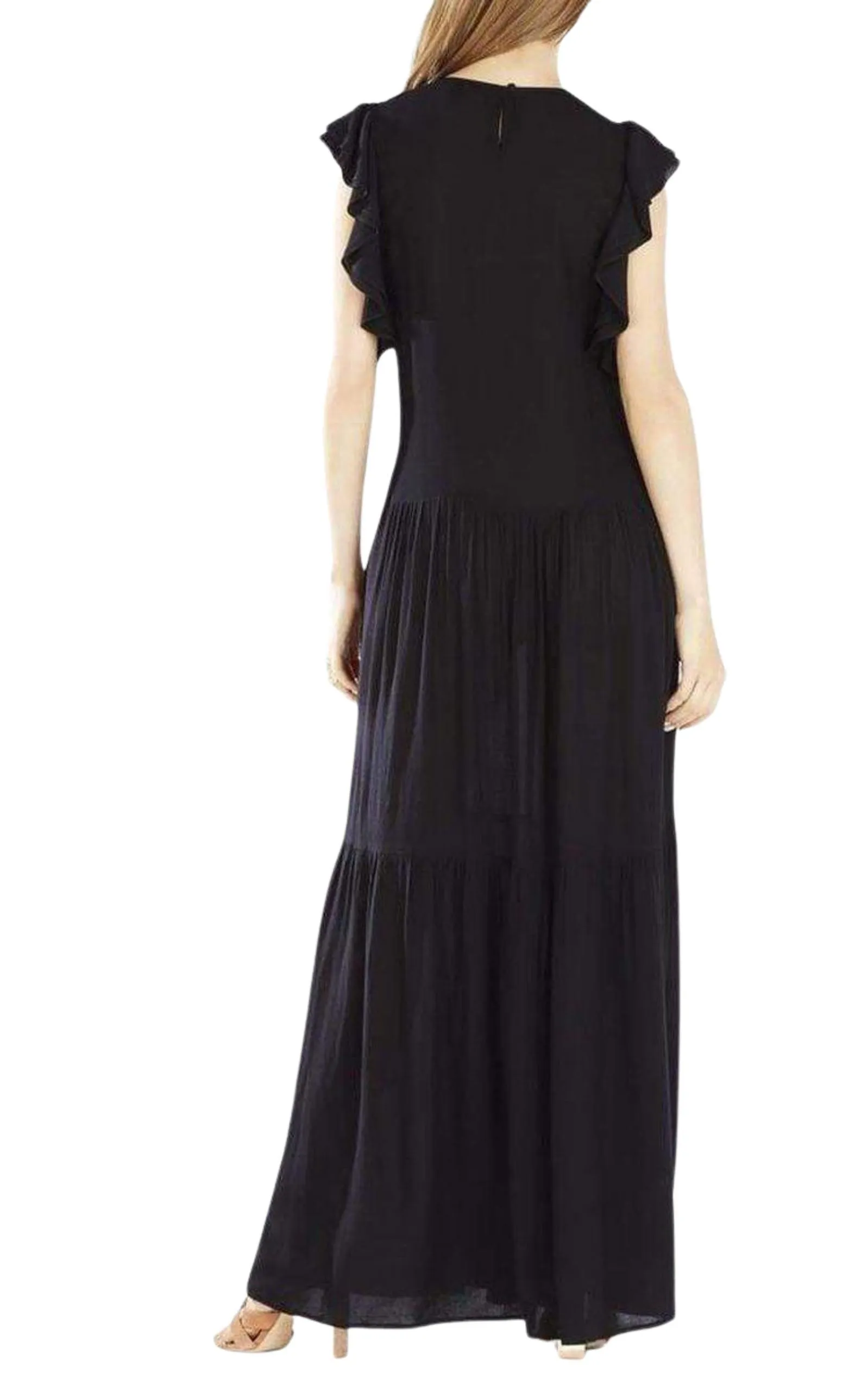 Lyndsy Flutter Sleeve Cutout Embroidered Maxi Dress sold by Runaway Catalog product image thumbnail 4