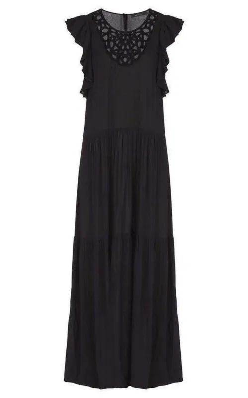 Lyndsy Flutter Sleeve Cutout Embroidered Maxi Dress sold by Runaway Catalog