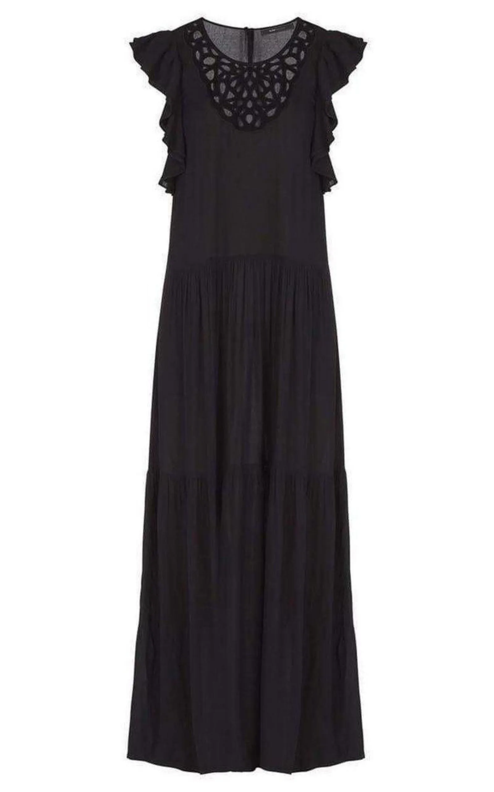 Lyndsy Flutter Sleeve Cutout Embroidered Maxi Dress sold by Runaway Catalog