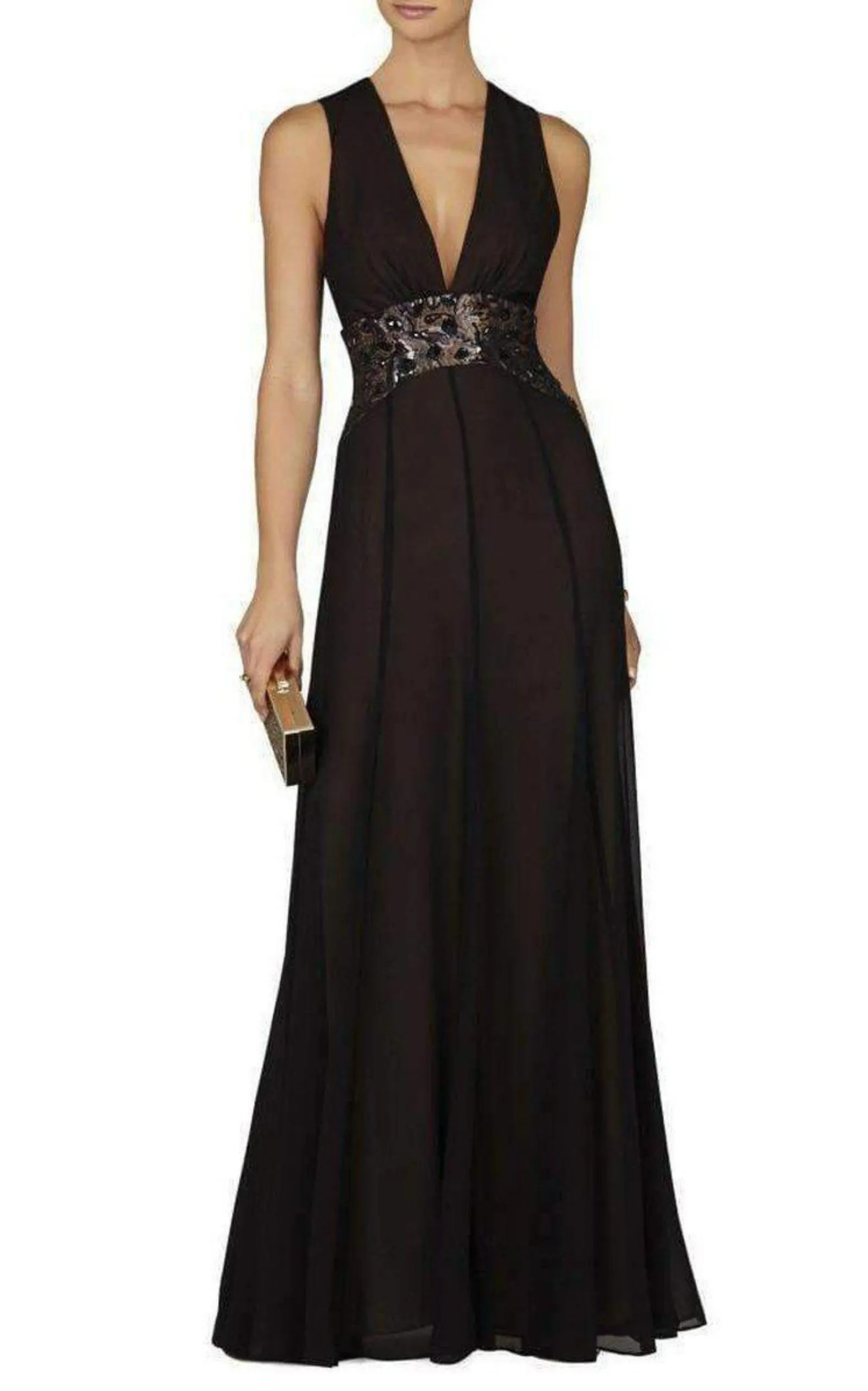 Stacy Plunging V Neck Embellished Waist Gown sold by Runaway Catalog product image thumbnail 2