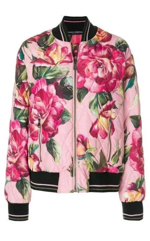 Rose Print Bomber Jacket sold by Runaway Catalog