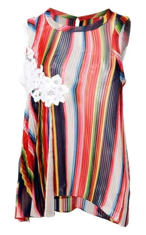 Striped Pleated Camisole Tank Top made by Sacai
