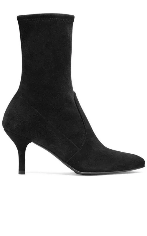 Cling Black Suede Sock Booties sold by Runaway Catalog