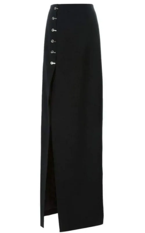 Eyelet Detail Stretch Crepe Maxi Skirt sold by Runaway Catalog
