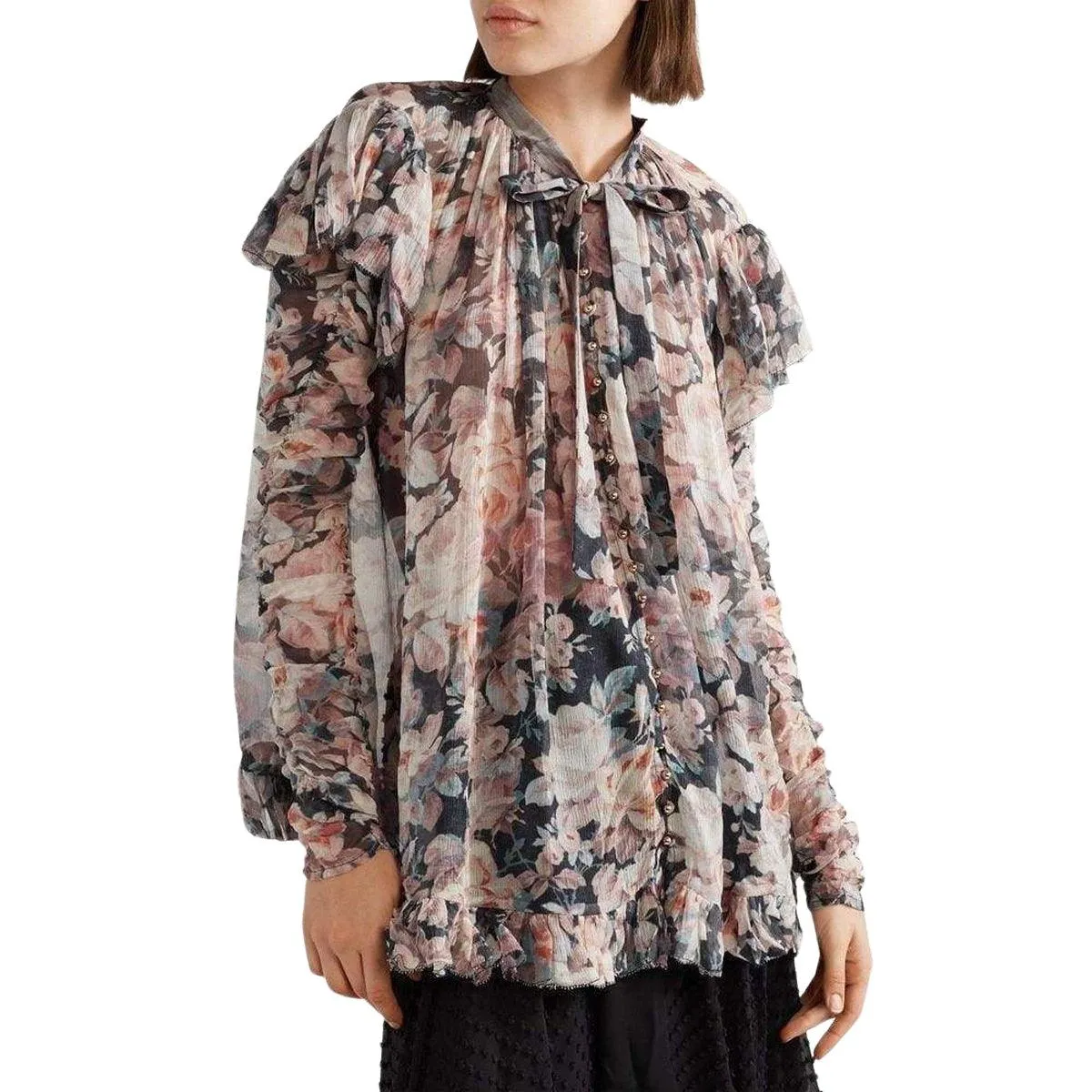 Tempest Frolic Ruffled Floral Print Silk Blouse sold by Runaway Catalog product image thumbnail 2