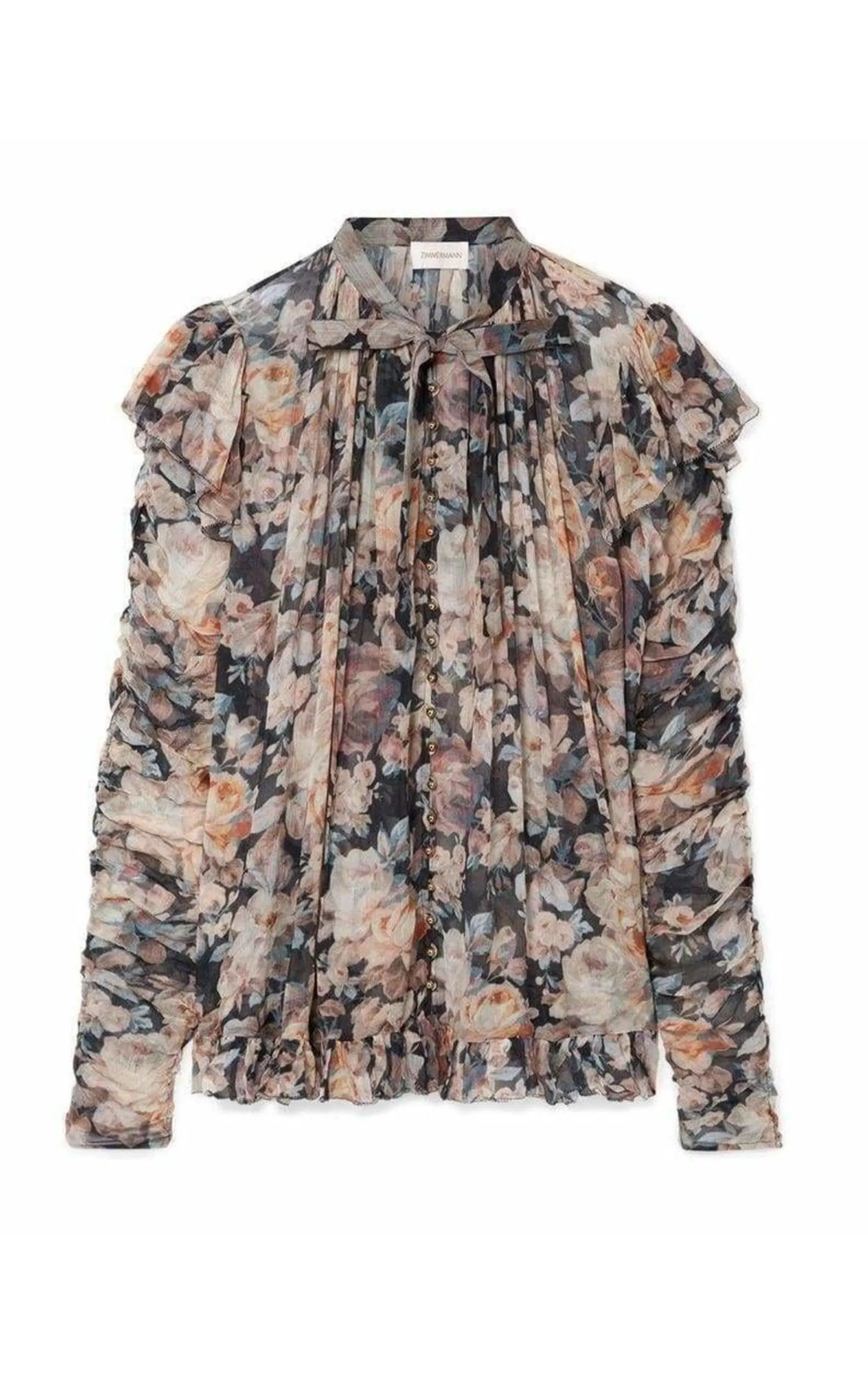Tempest Frolic Ruffled Floral Print Silk Blouse sold by Runaway Catalog