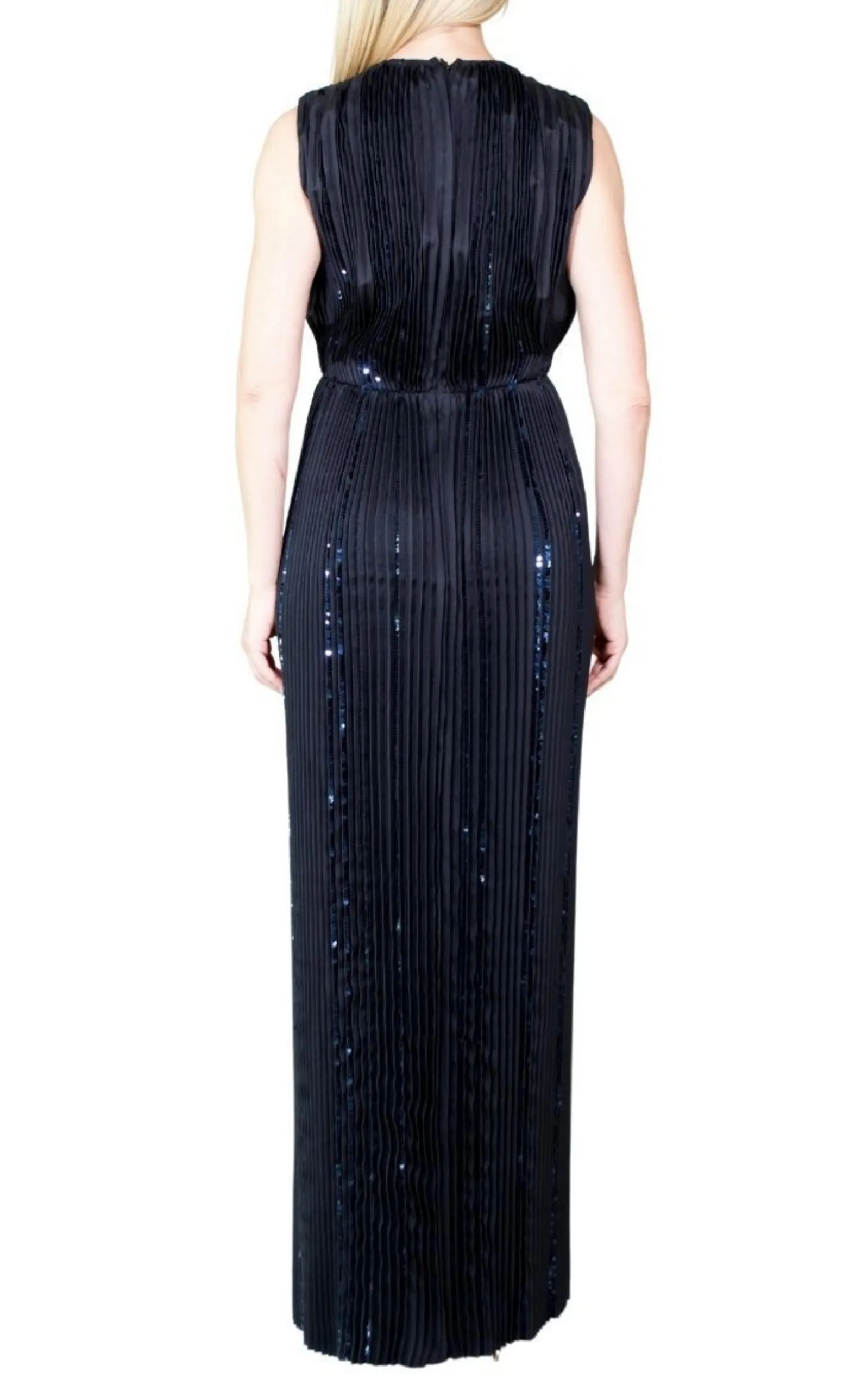 Black Pleated Sequin Embellished Maxi Silk Gown sold by Runaway Catalog product image thumbnail 3