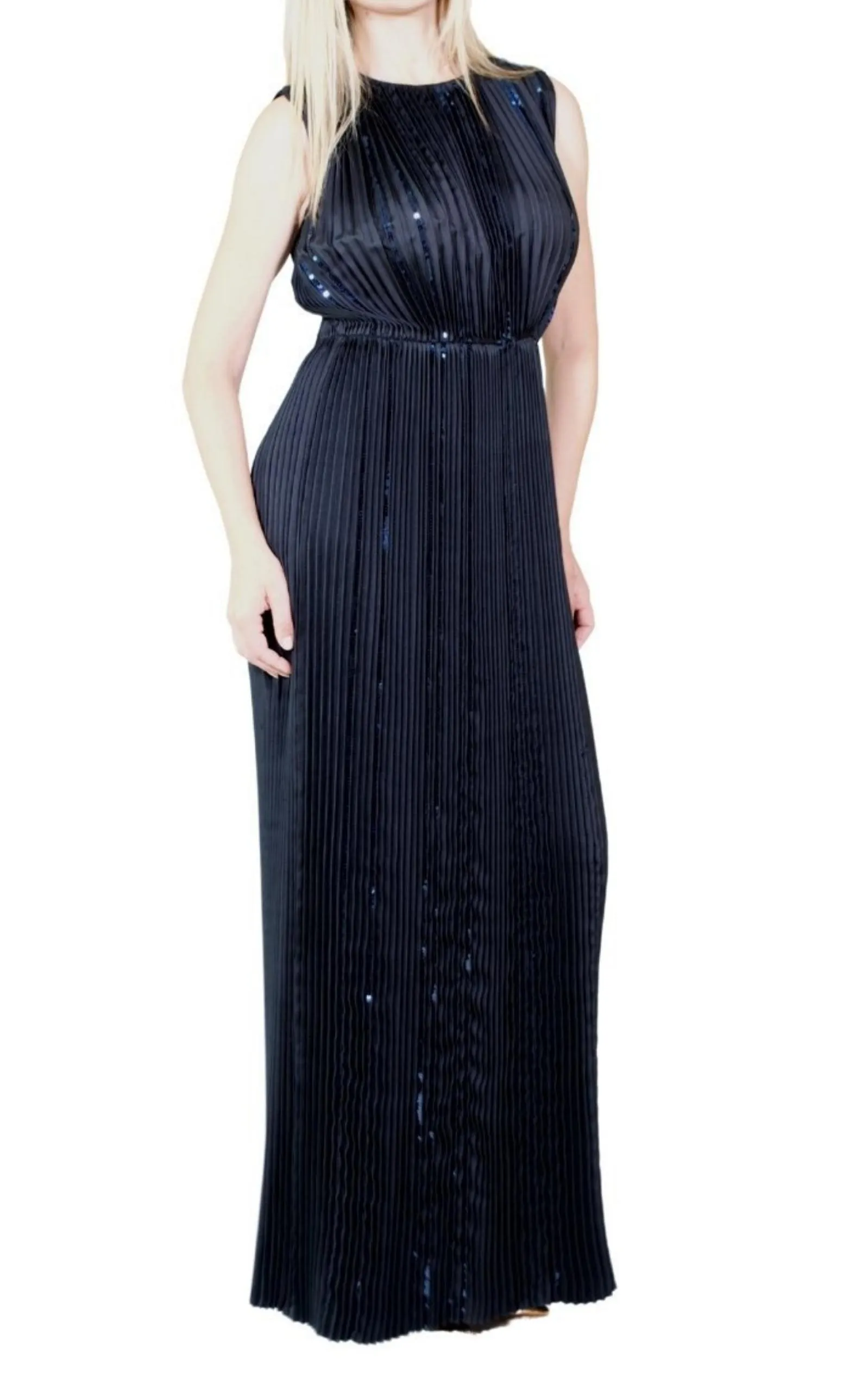 Black Pleated Sequin Embellished Maxi Silk Gown sold by Runaway Catalog product image thumbnail 2