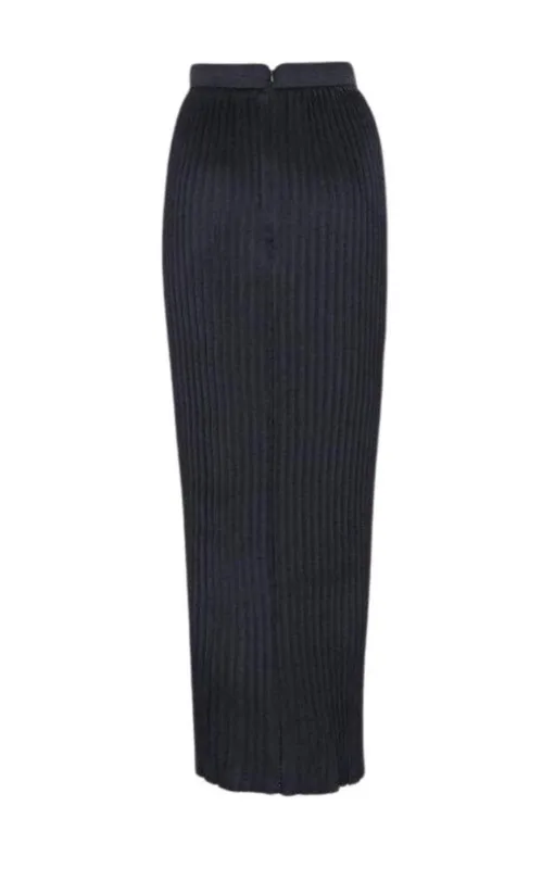 Black Pleated Maxi Skirt made by Balmain